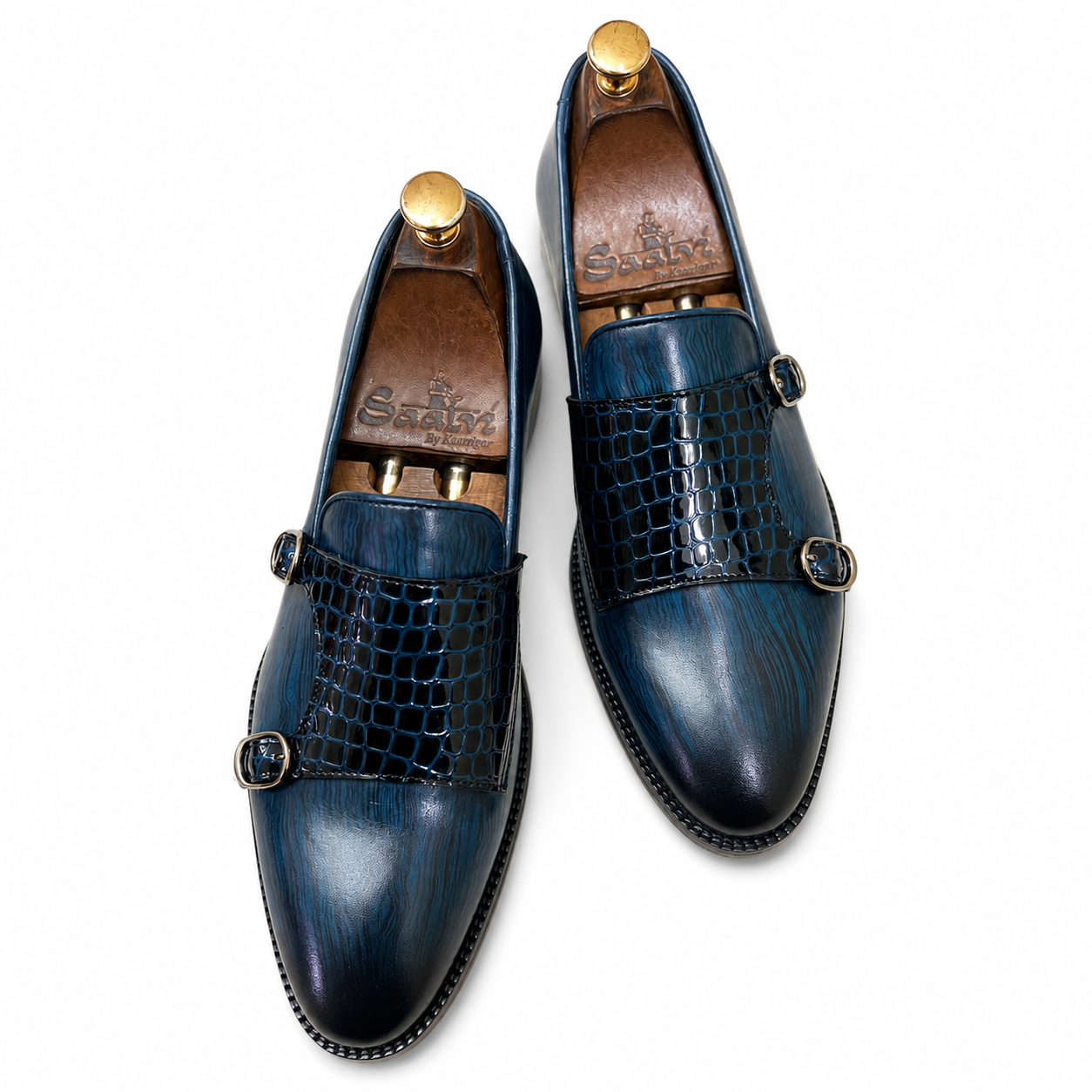 Azure Regent Double Monk Shoes