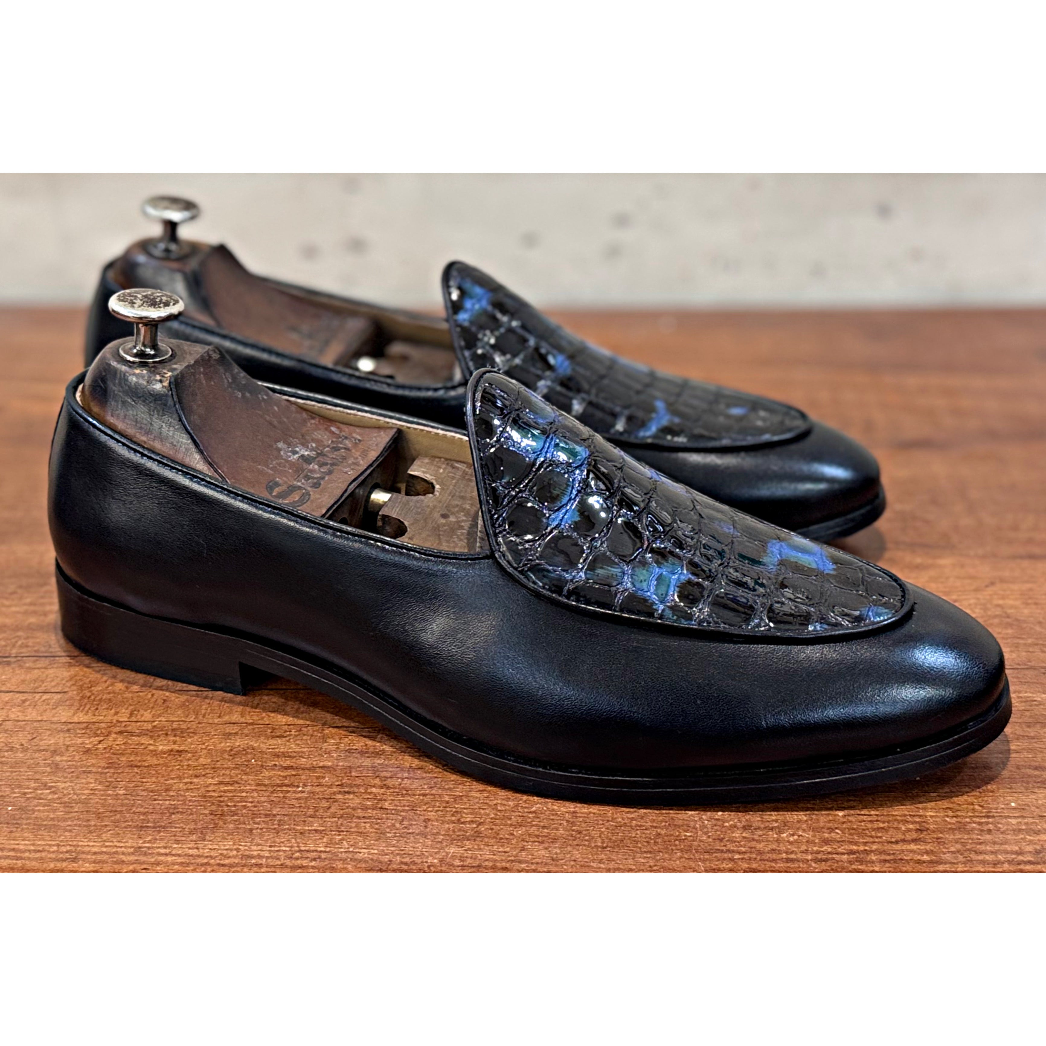 Belgian Loafer With Patent Croco
