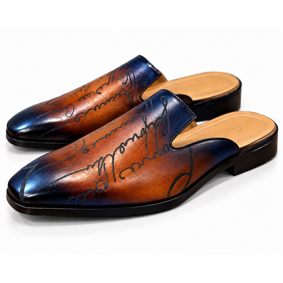 Cognac Noir Signature Patina Mules