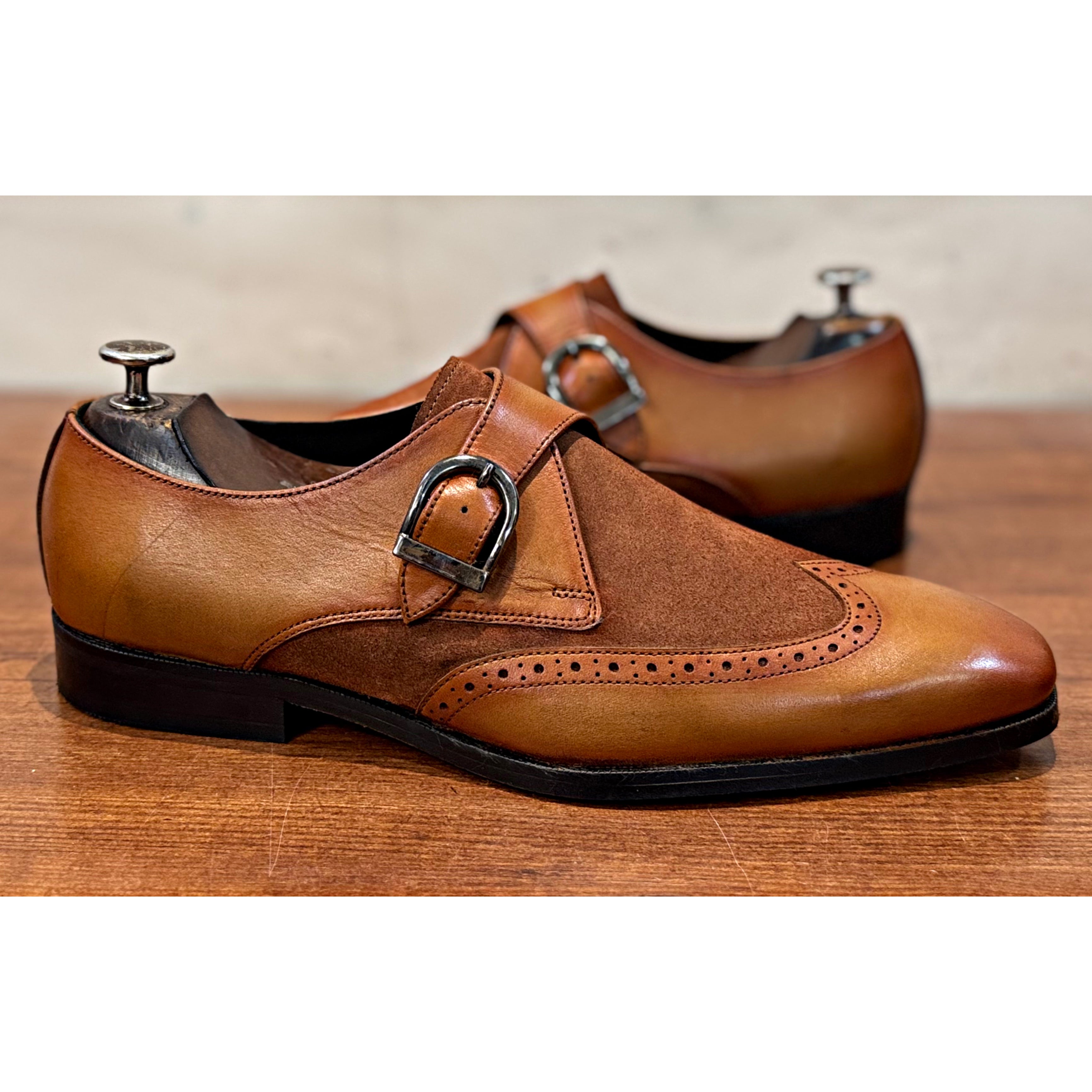 Tan Suede Leather Single Monk Strap