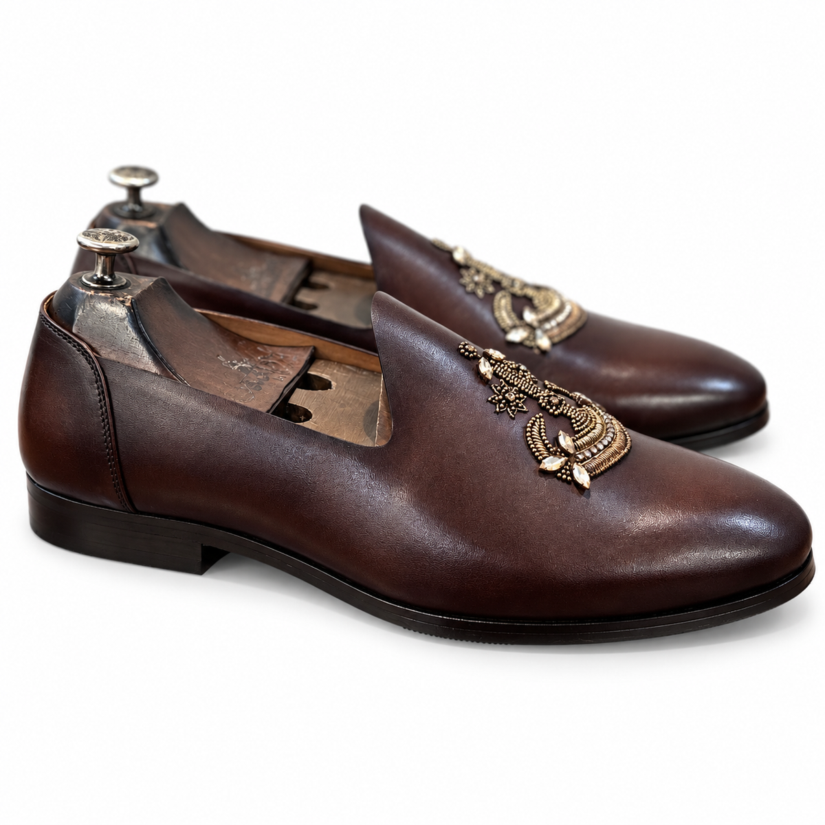 Anchor Hand Zardosi Jutti – Royal Brown