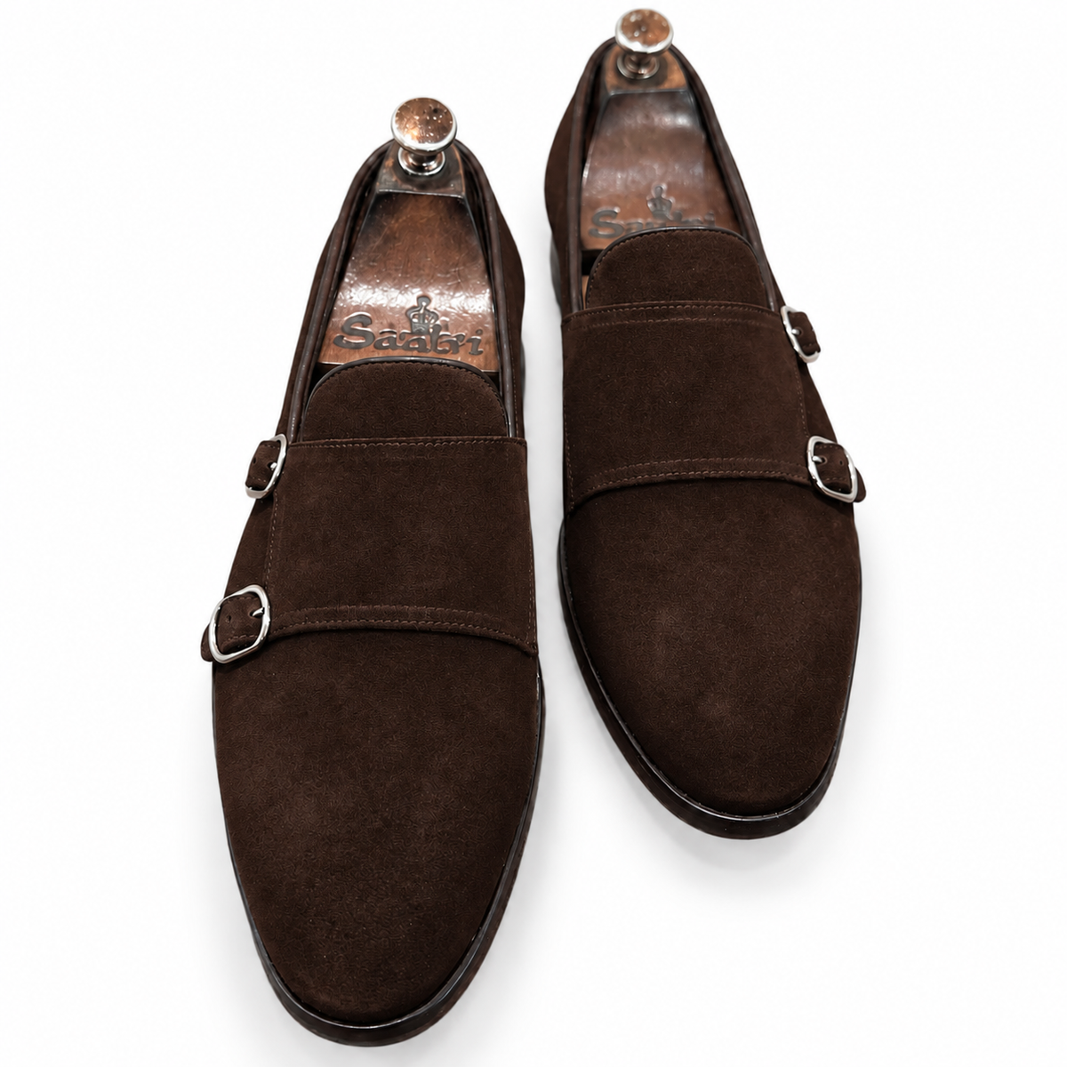 Espresso Double Monk Suede Shoes