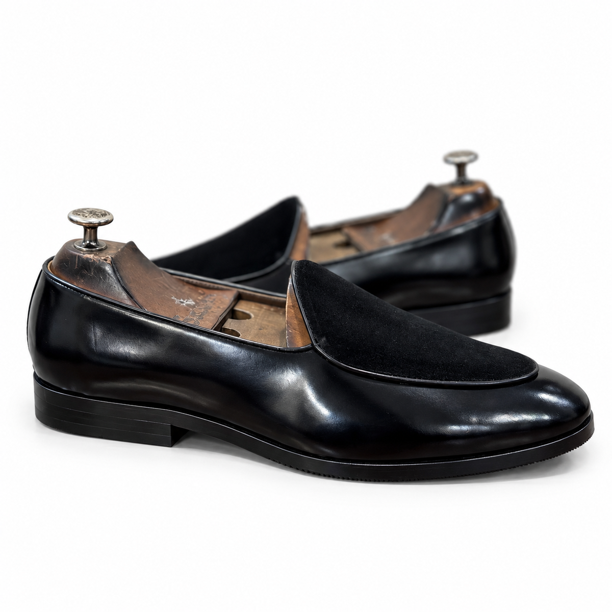 Noir Velour Contrast Loafers
