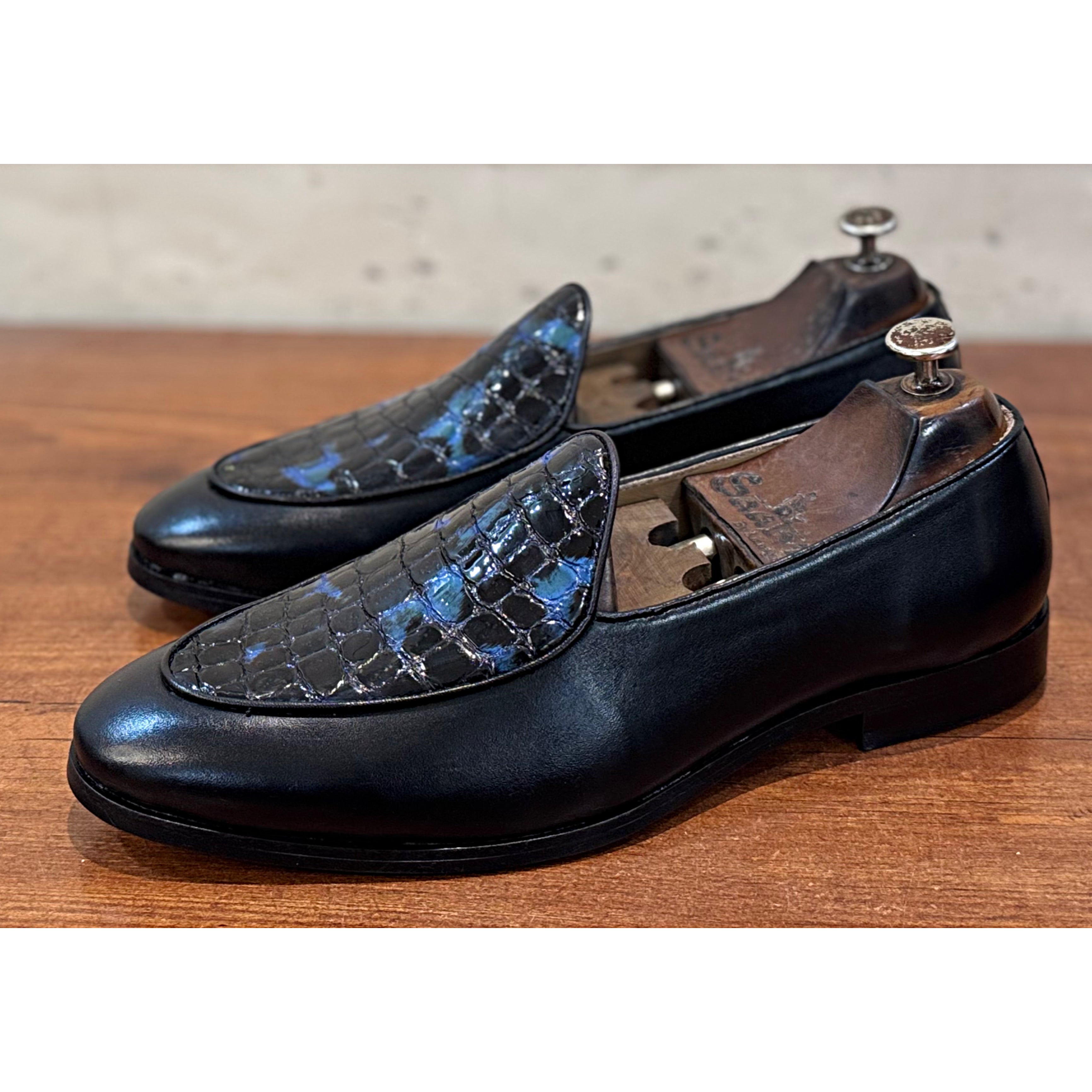 Belgian Loafer With Patent Croco