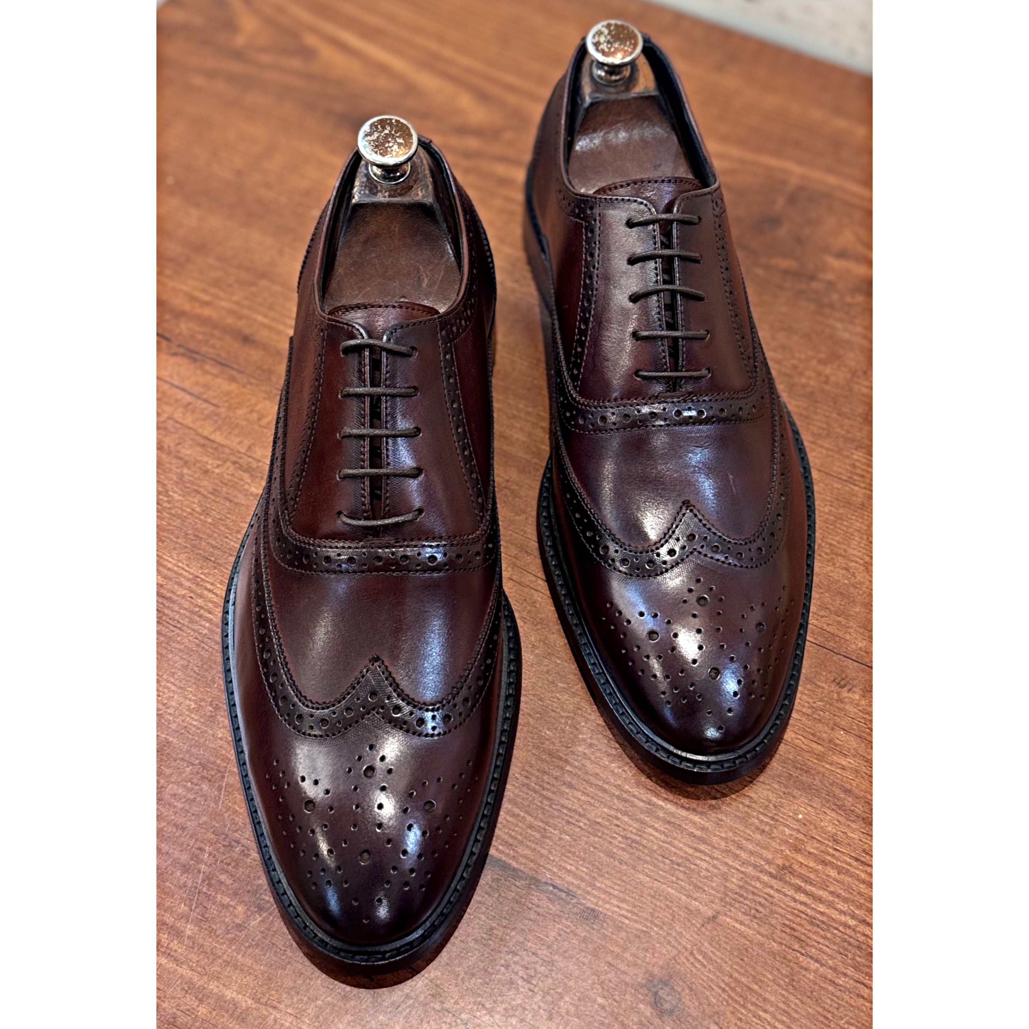 Saalvi Regal Wingtip Oxfords - Burnished Brown