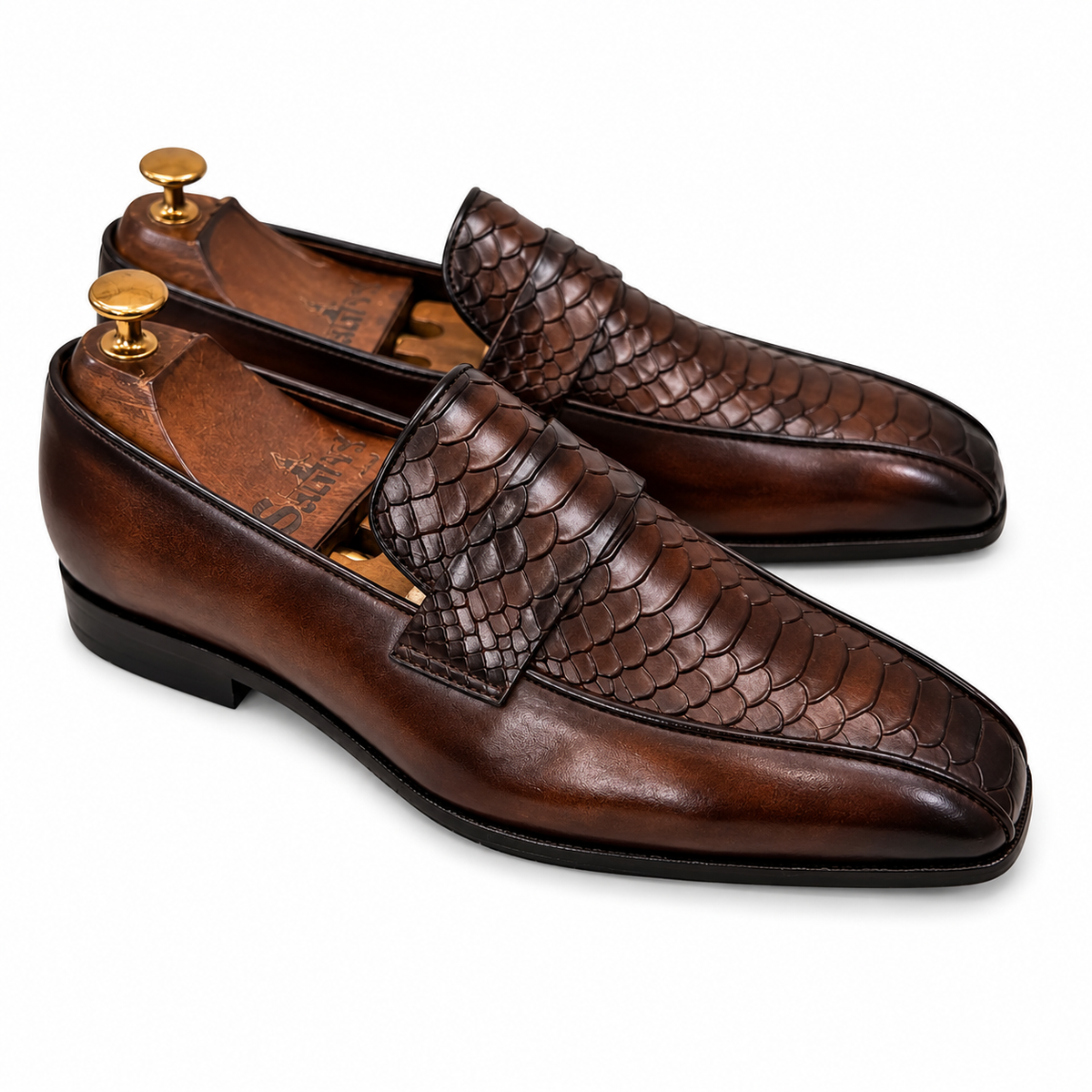 Cocoa Sovereign Croco Strap Loafers