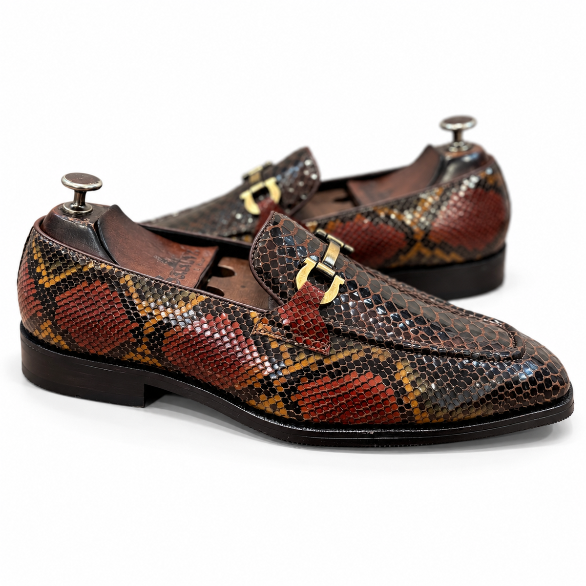 Solis Multitone Croco Horsebit Loafers