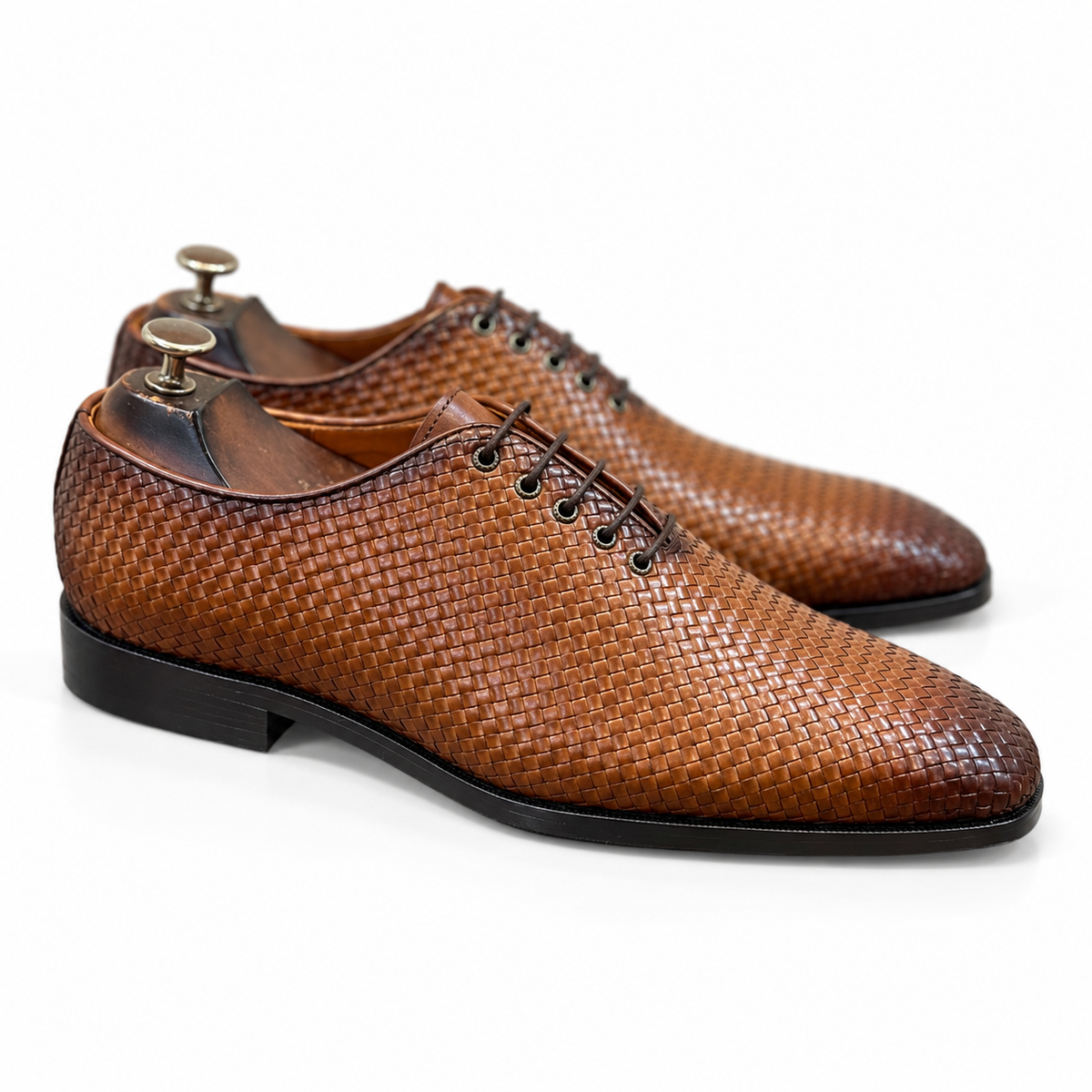 Tan Handwoven Wholecut Oxfords