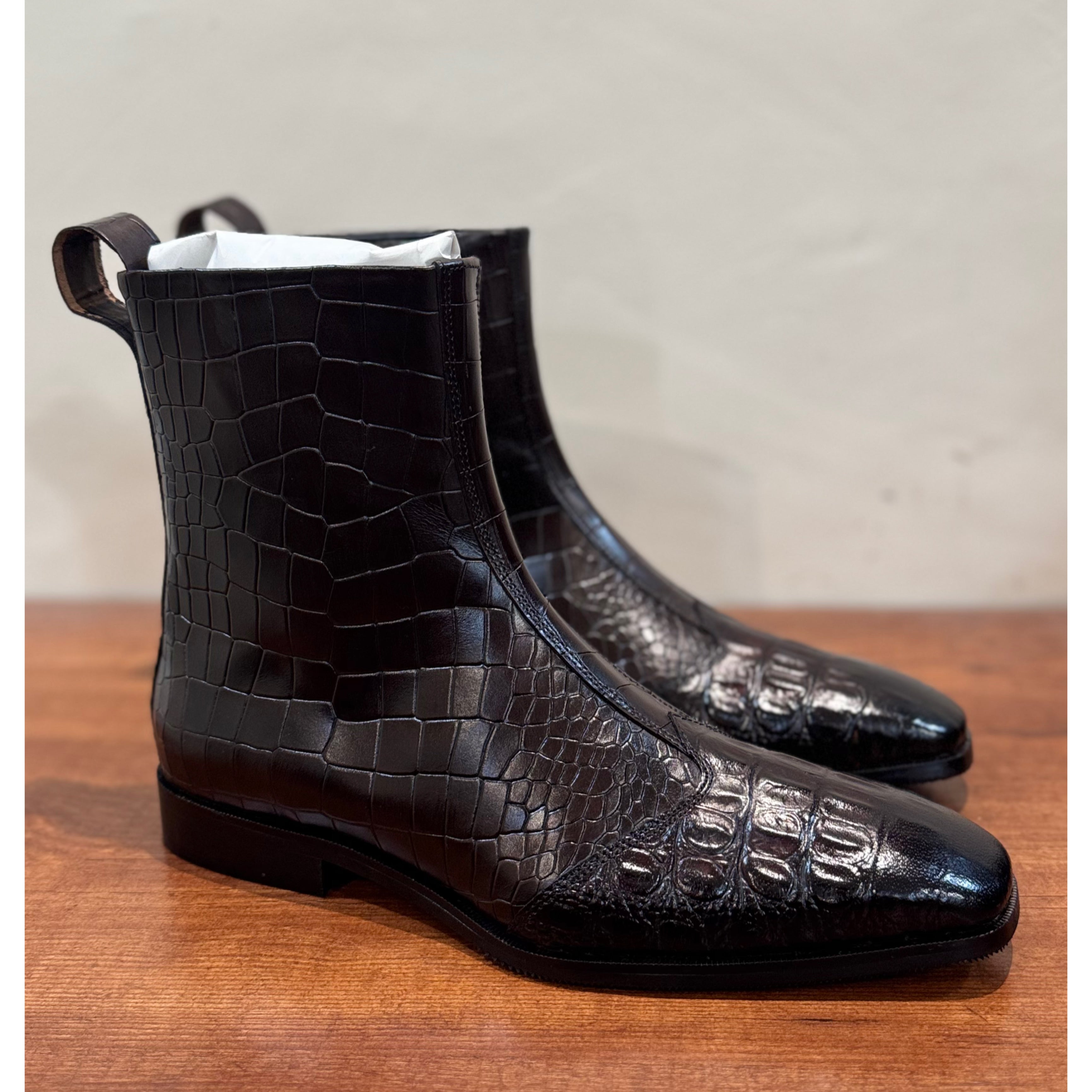 Brown Python Embossed Boots