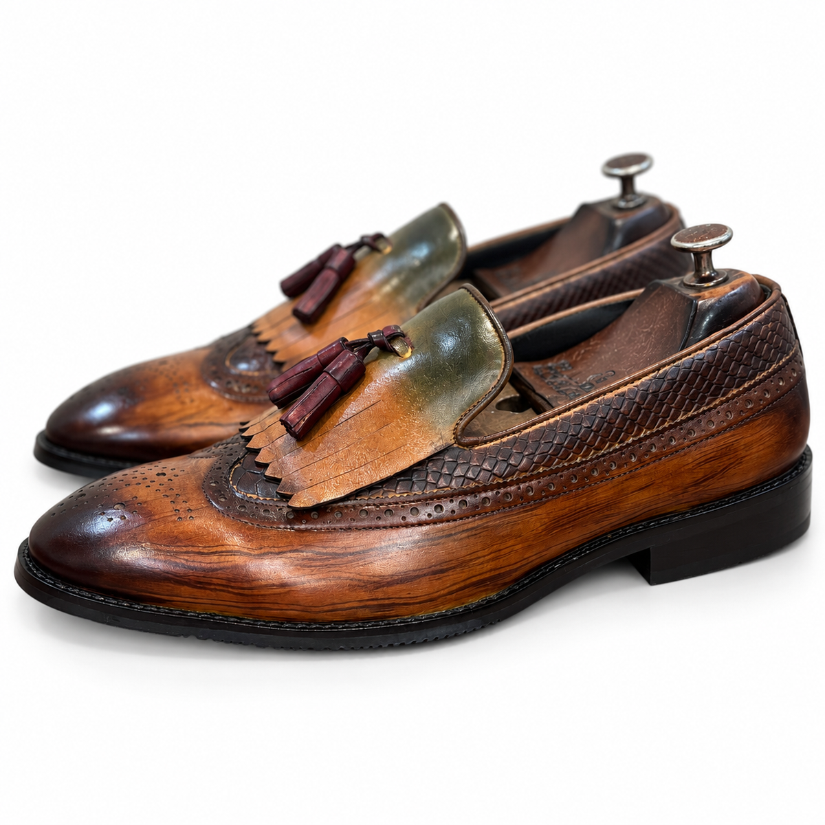 Cognac Heritage Croco Tassel Loafers