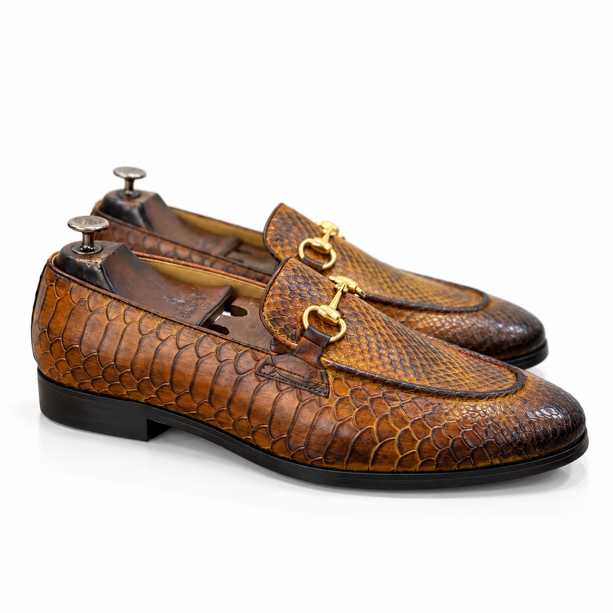 Saalvi Python Royale Horsebit Loafers