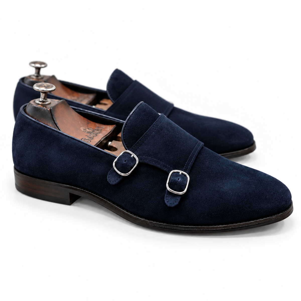 Midnight Navy Double Monk Strap Shoes