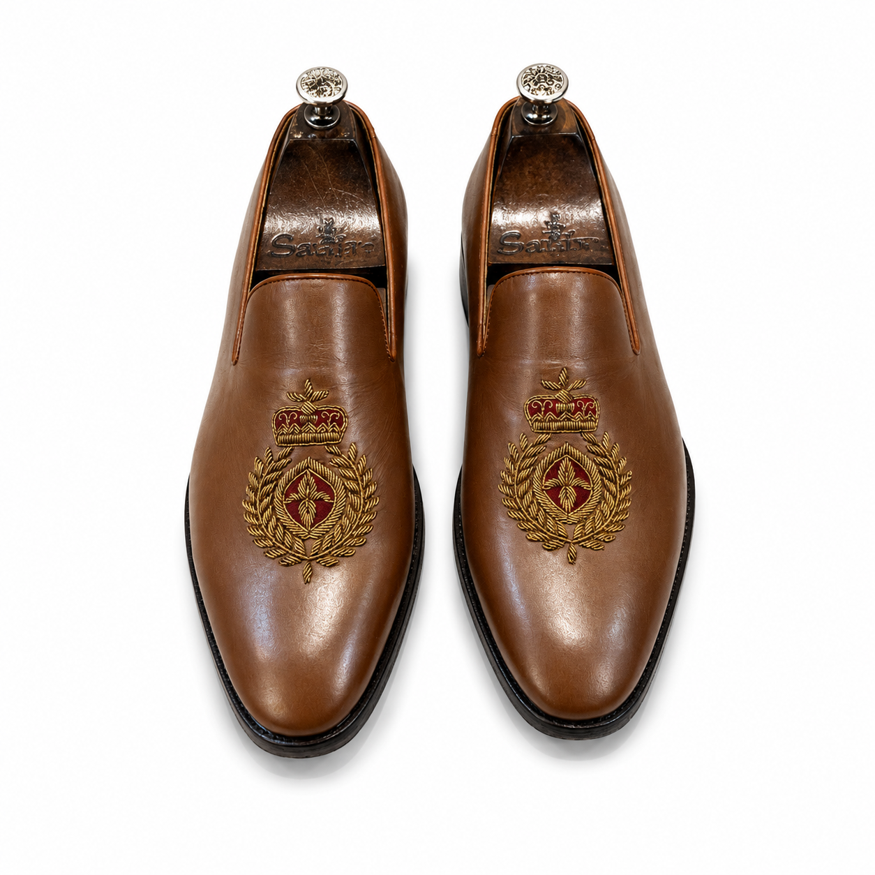 Royal Heritage Brown Embroidered Loafers