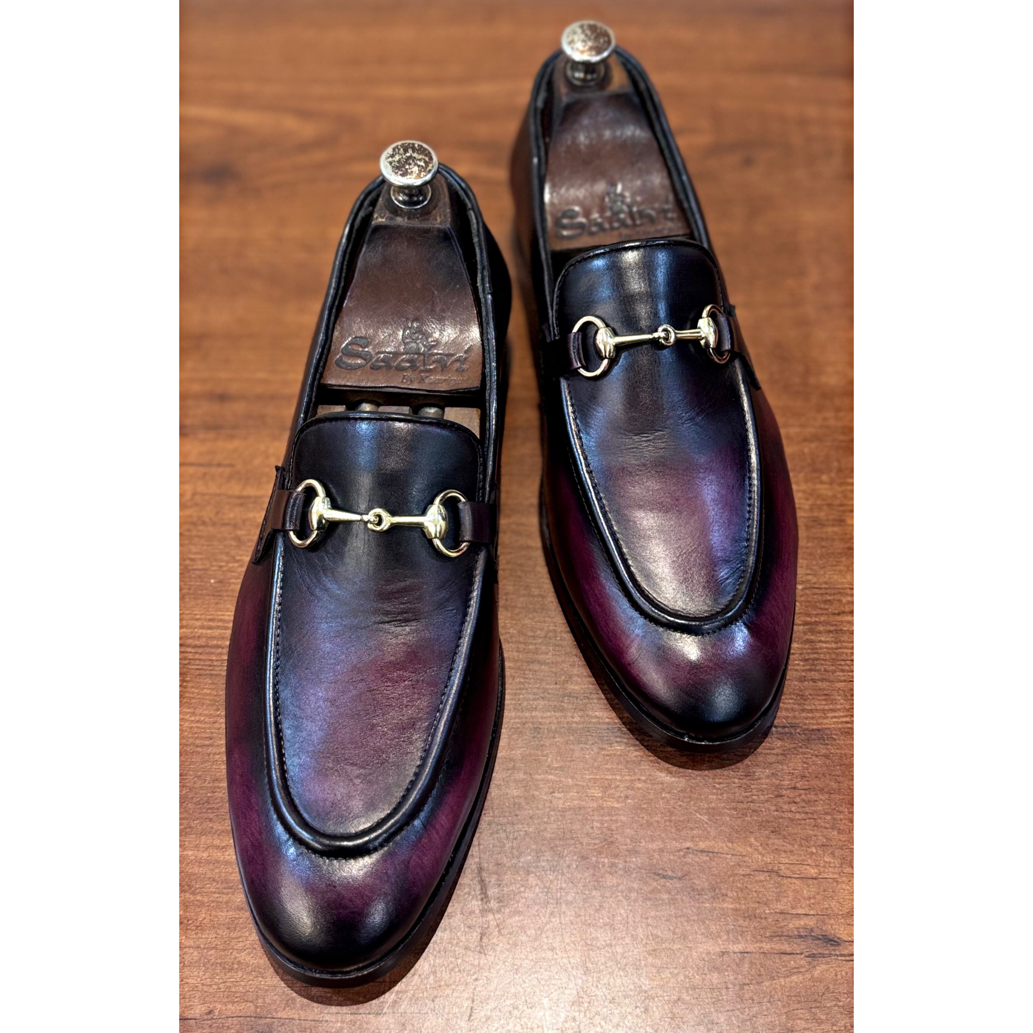 Horsebit Loafers Hand Patina Purple