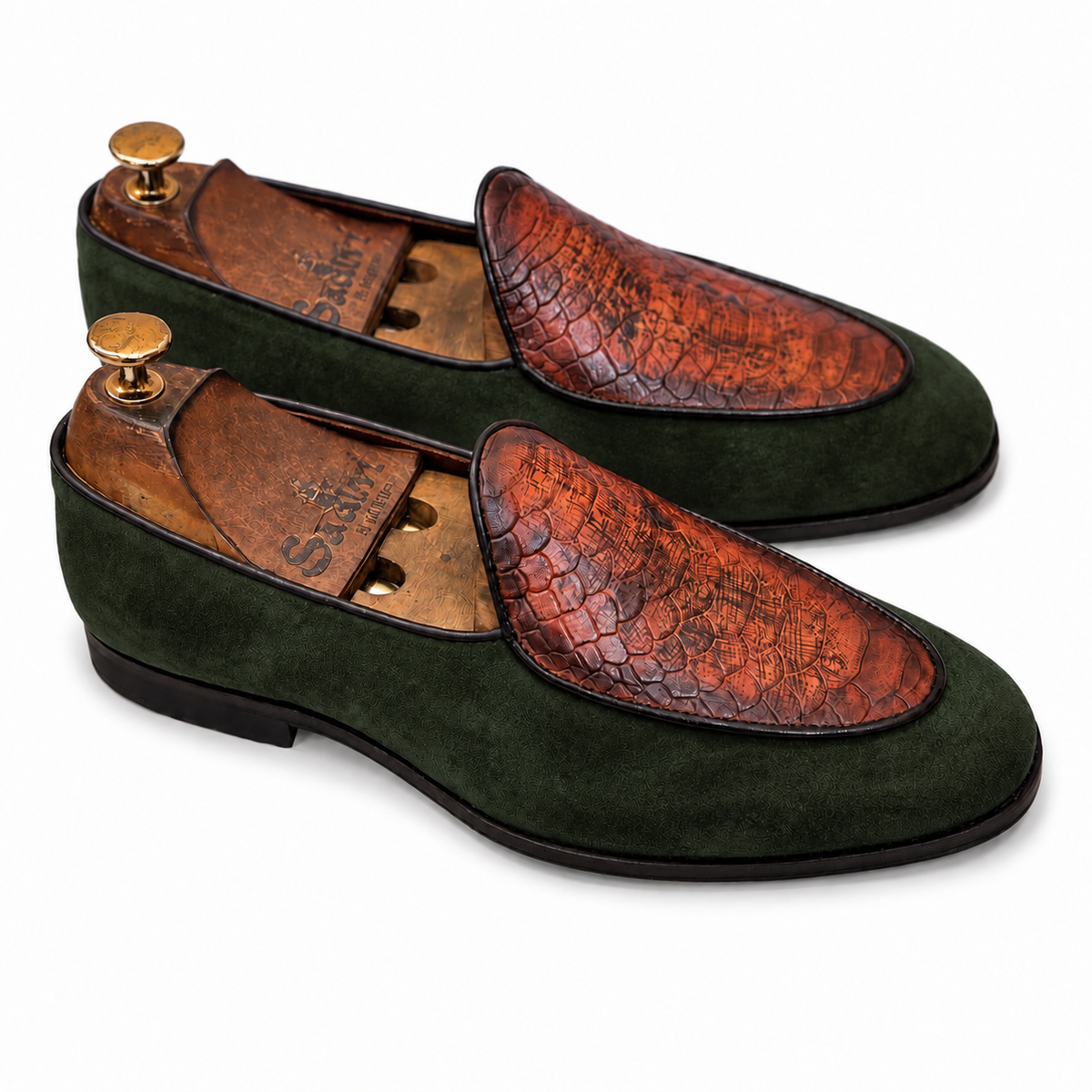 Verde Cognac Royale Patterned Loafers