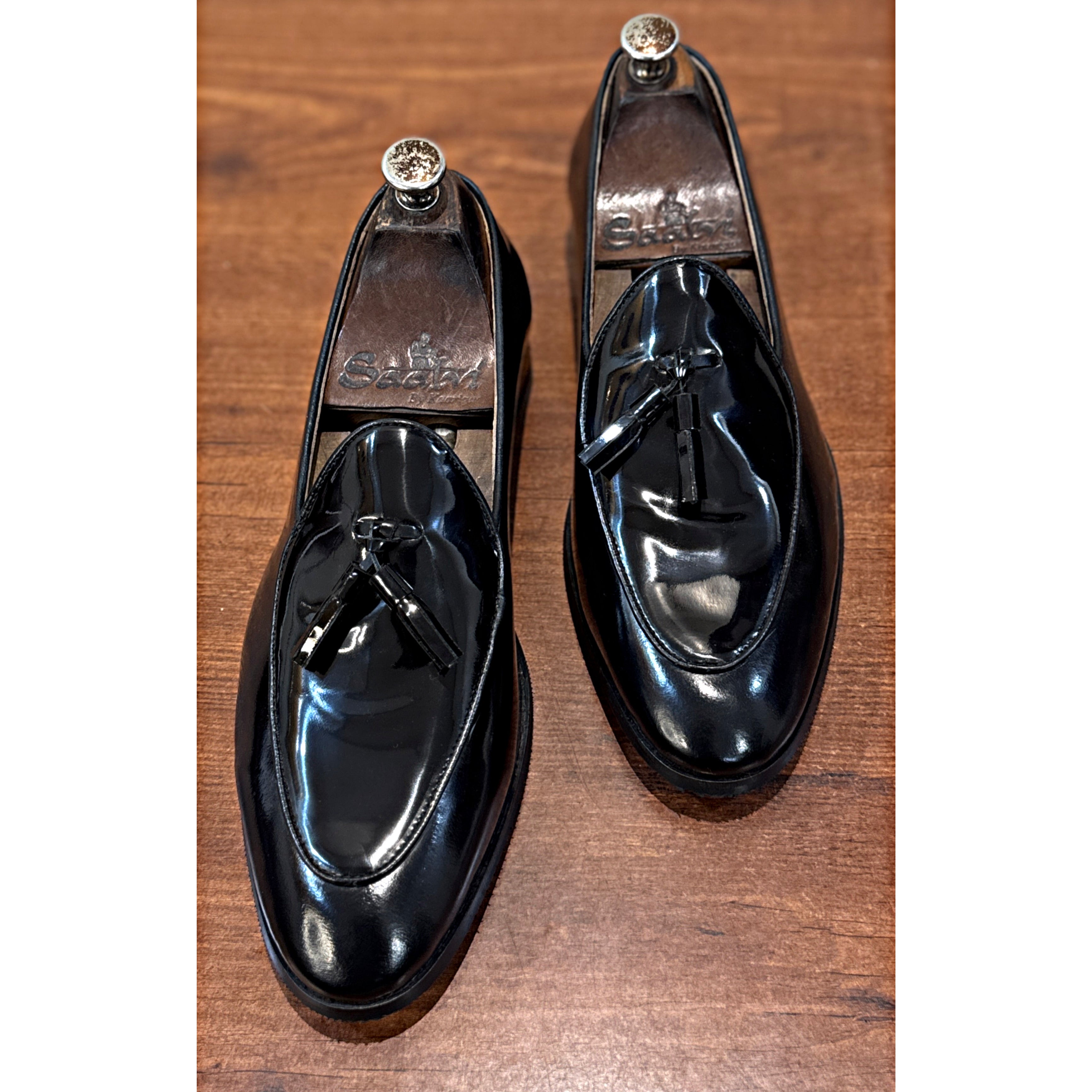 Patent Belgian Tassel Loafers – Black