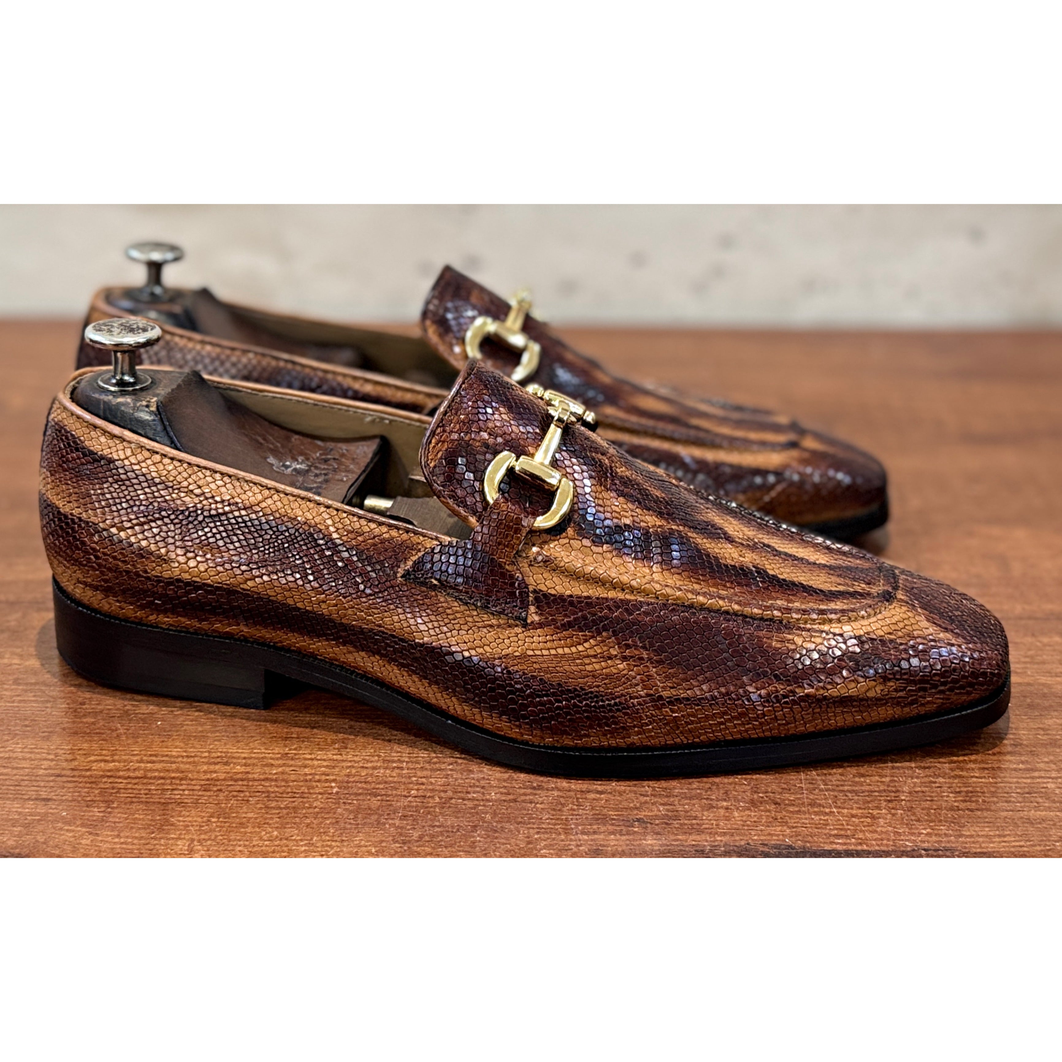 The Savannah Gold – Cognac Python Horsebit Loafers