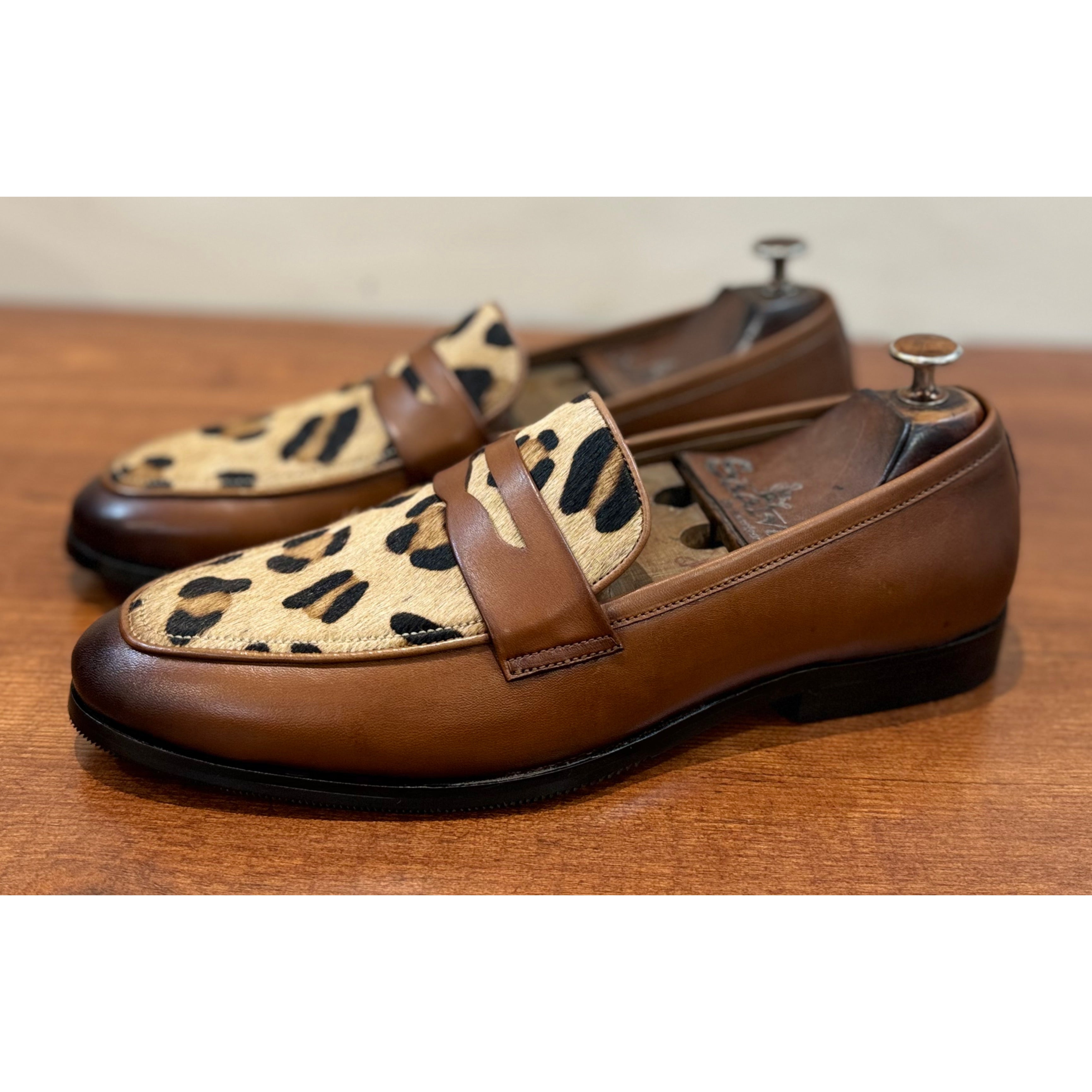 Tan Leopard Penny Loafers