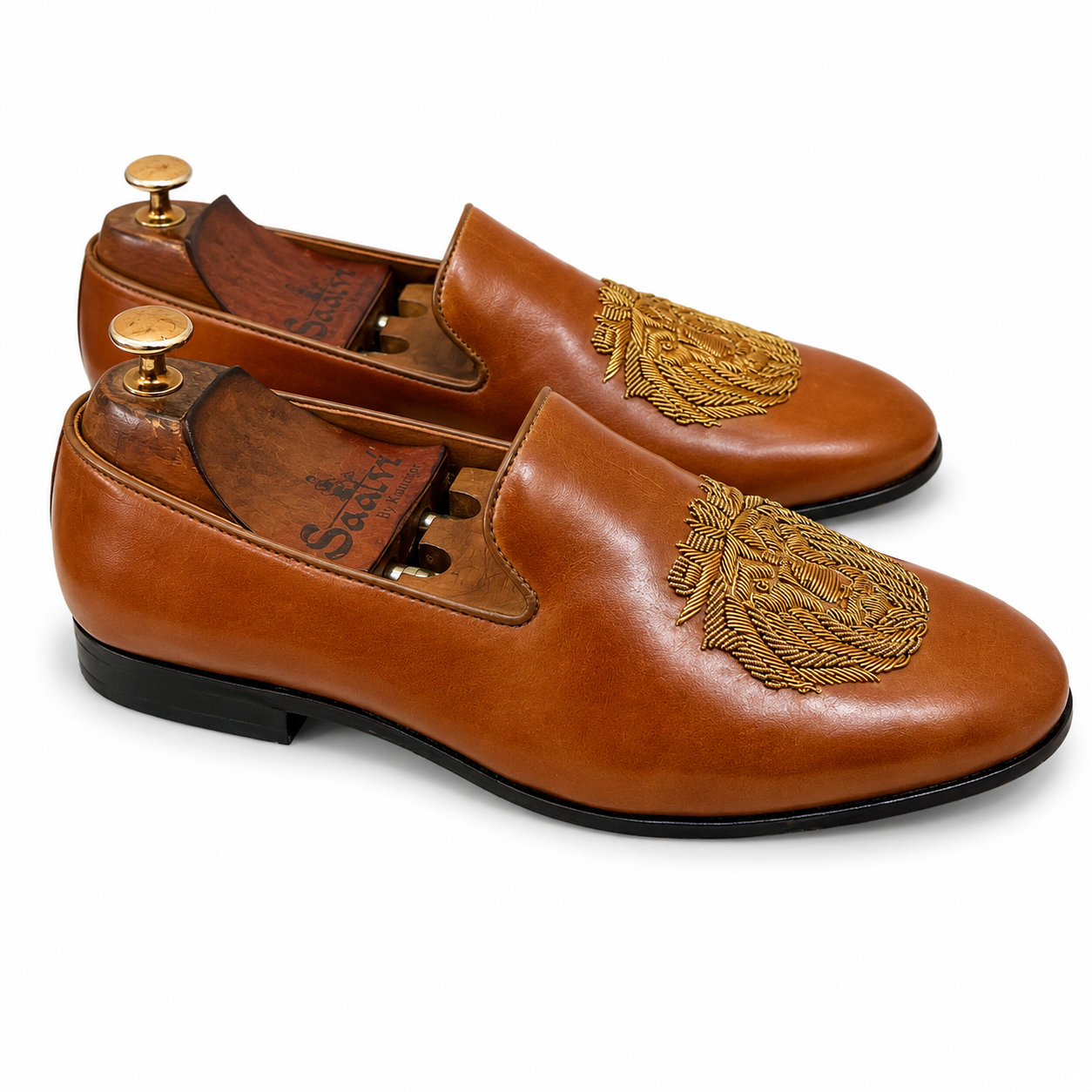 Tan Lion Zardosi Slipons