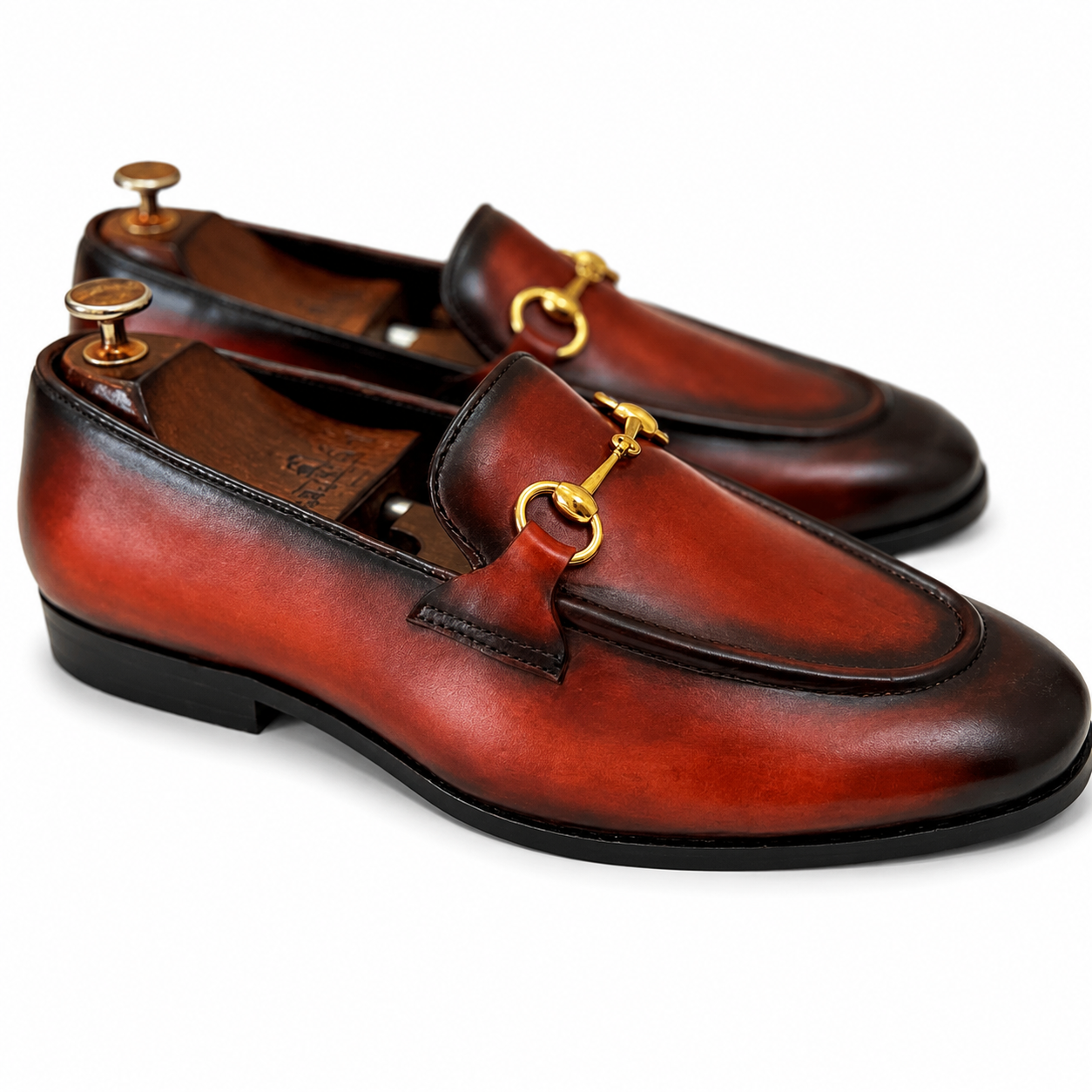 Tan Marble Patina Horsebit Loafers