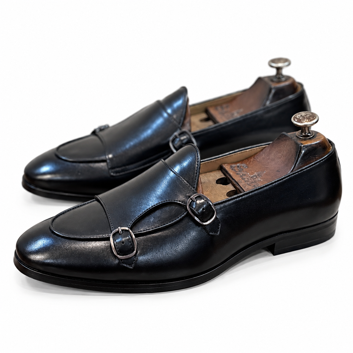 Executive Black Belgian Double Monk Loafers