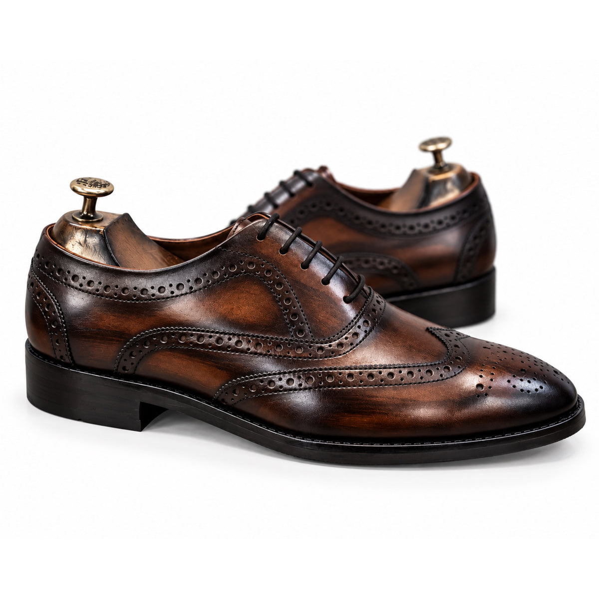 Dark Brown Imperial Hand-Patina Wingtip Oxford Shoes