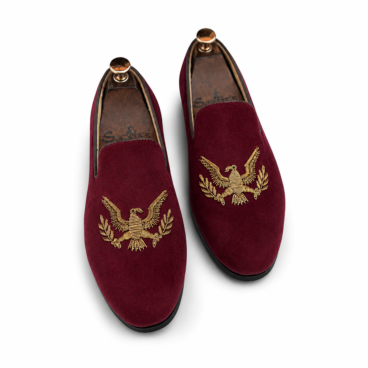 Imperial Eagle Velvet Loafers