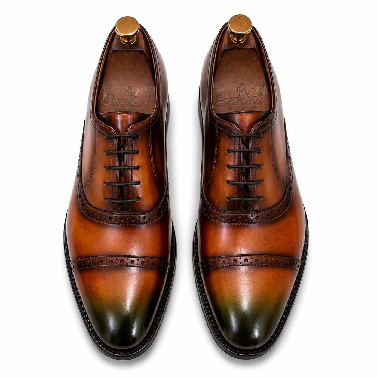 Verdant Monarch Cap-Toe Oxfords