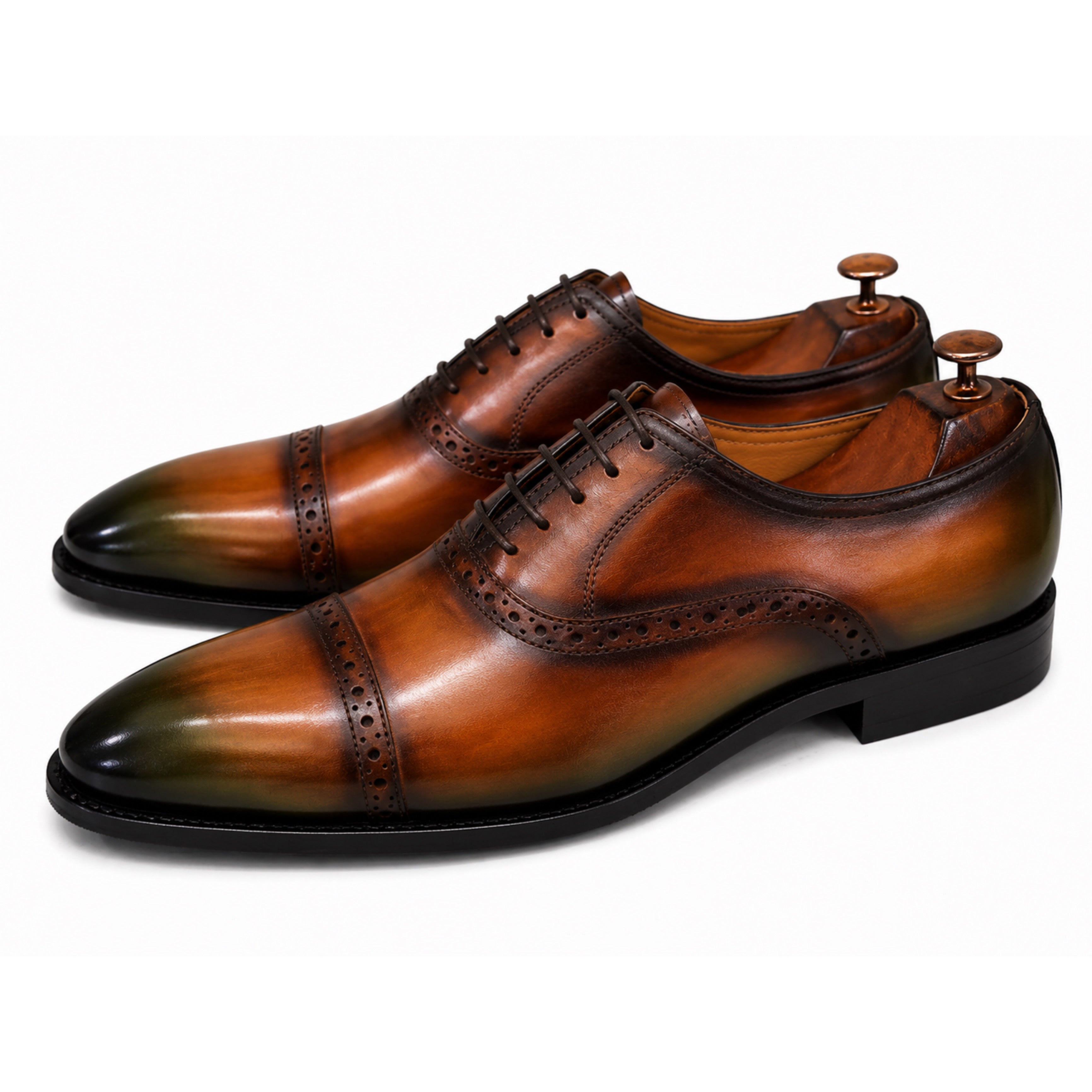 Verdant Monarch Cap-Toe Oxfords