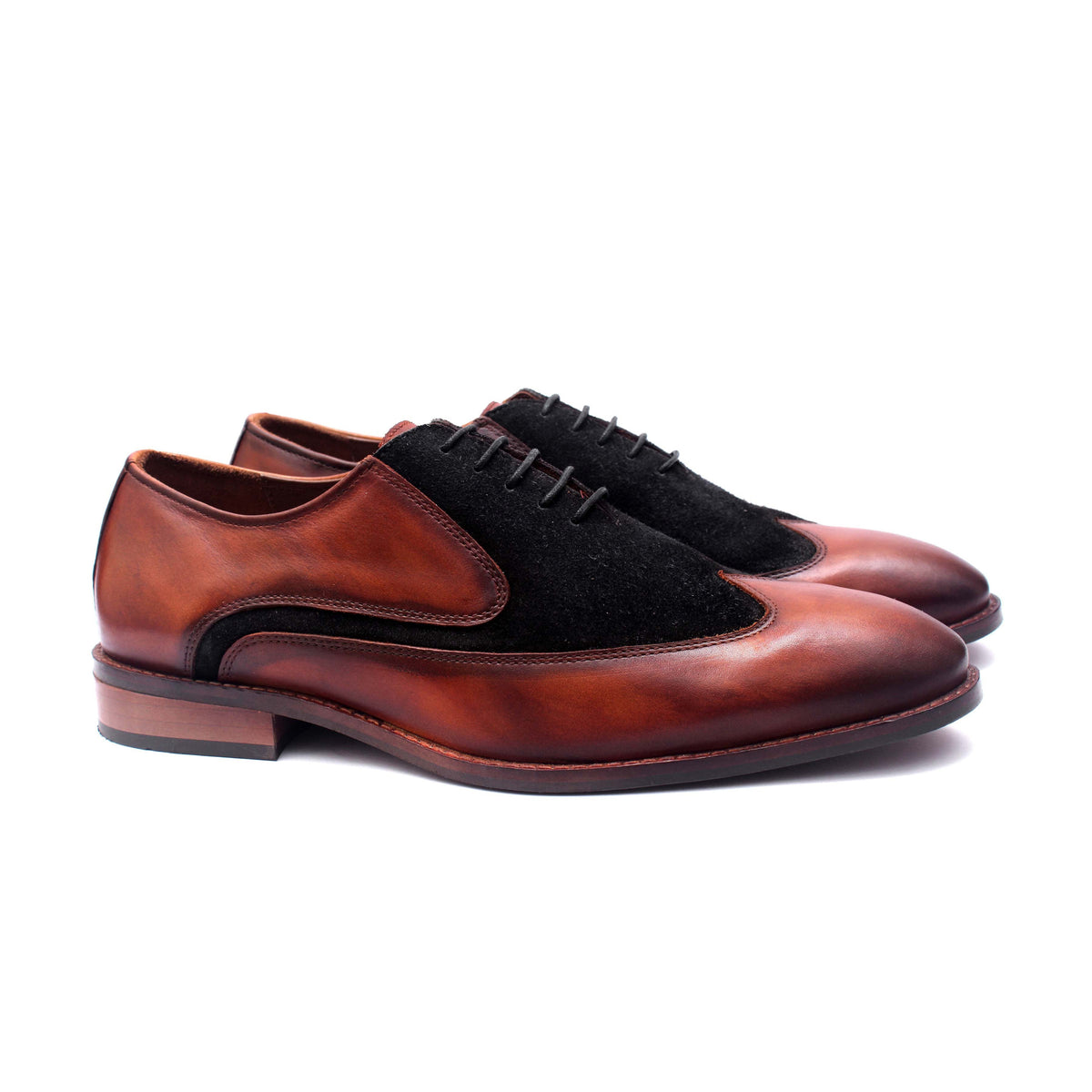 Aurelio Brown & Noir Hand-Patina Oxford Shoes
