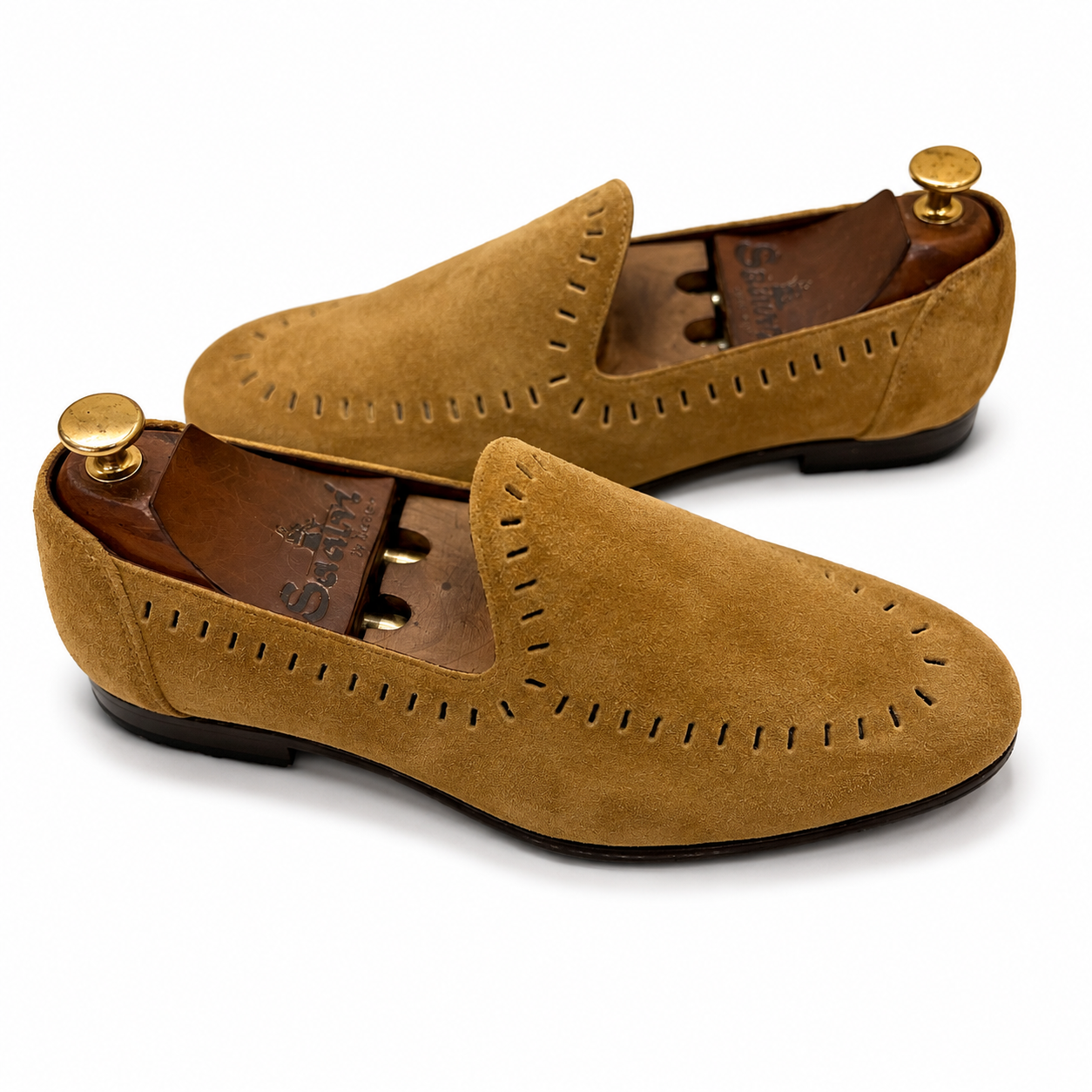 Cut Work Jutti Tan Suede