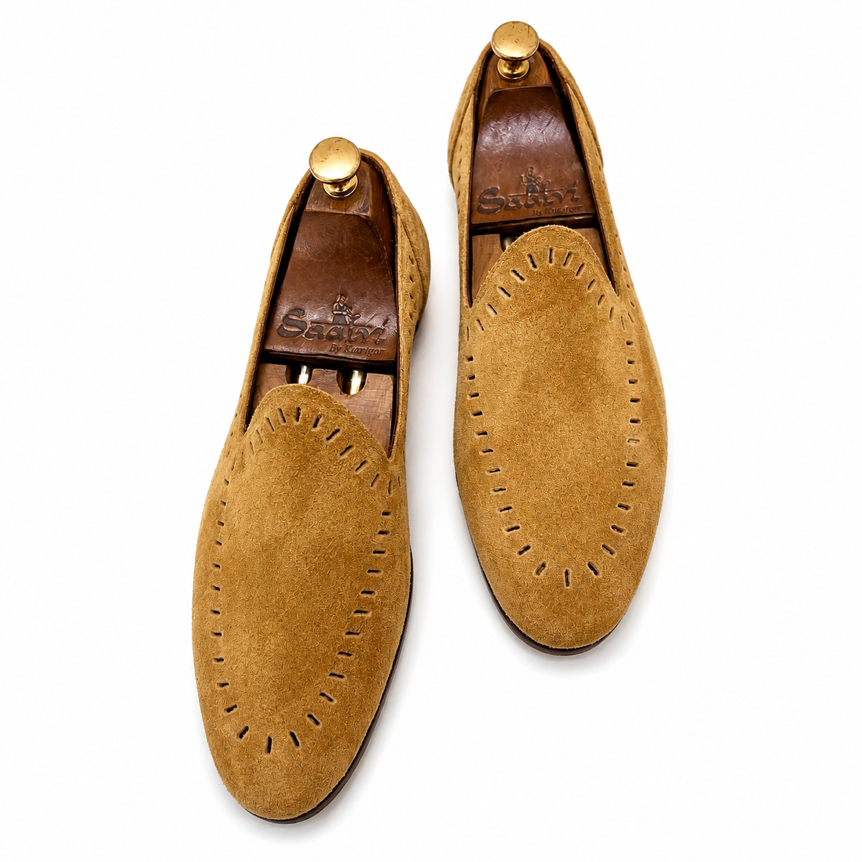 Cut Work Jutti Tan Suede