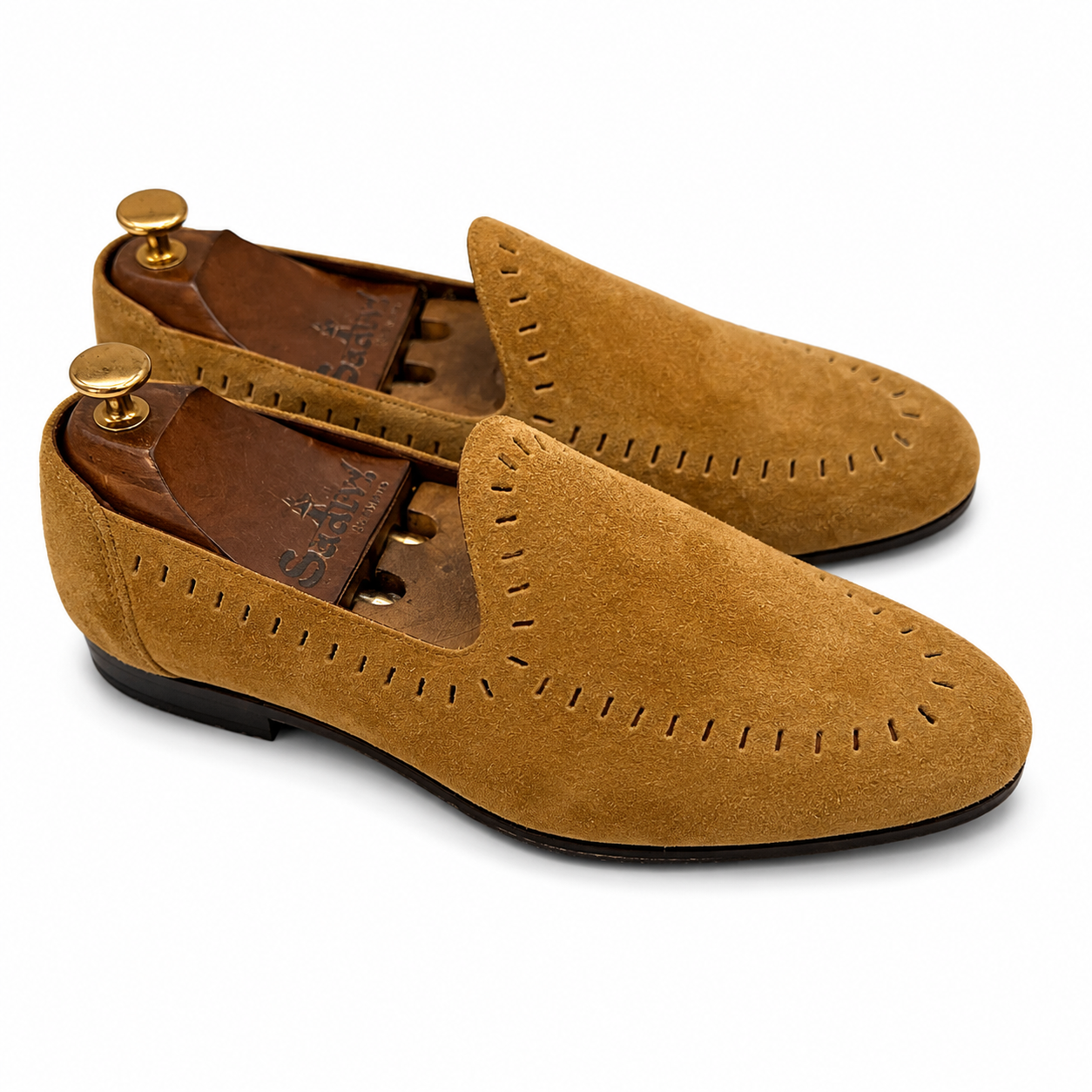 Cut Work Jutti Tan Suede