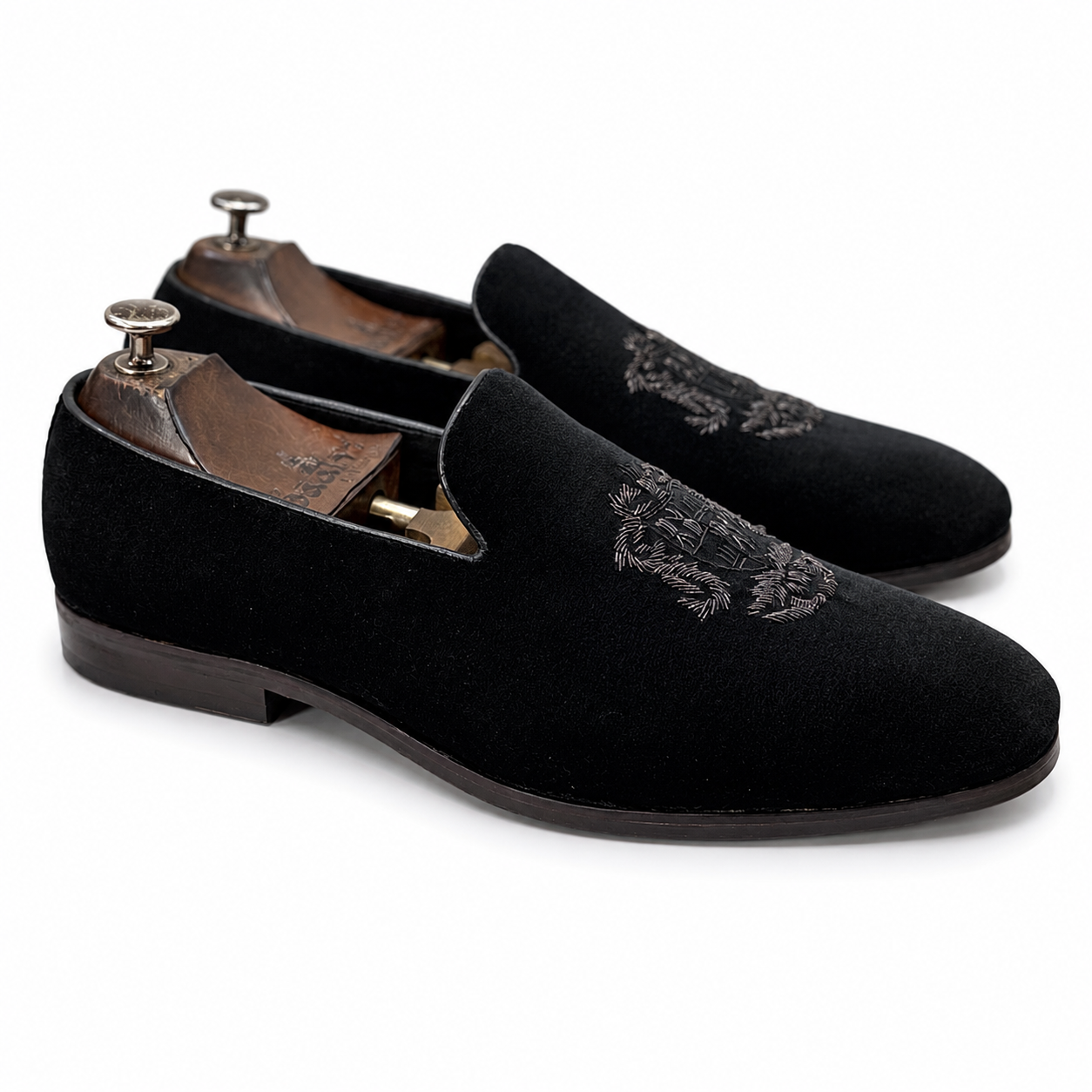 Royal Black Velvet Slipons