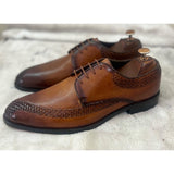 Tan Weave Oxfords Hand Patina