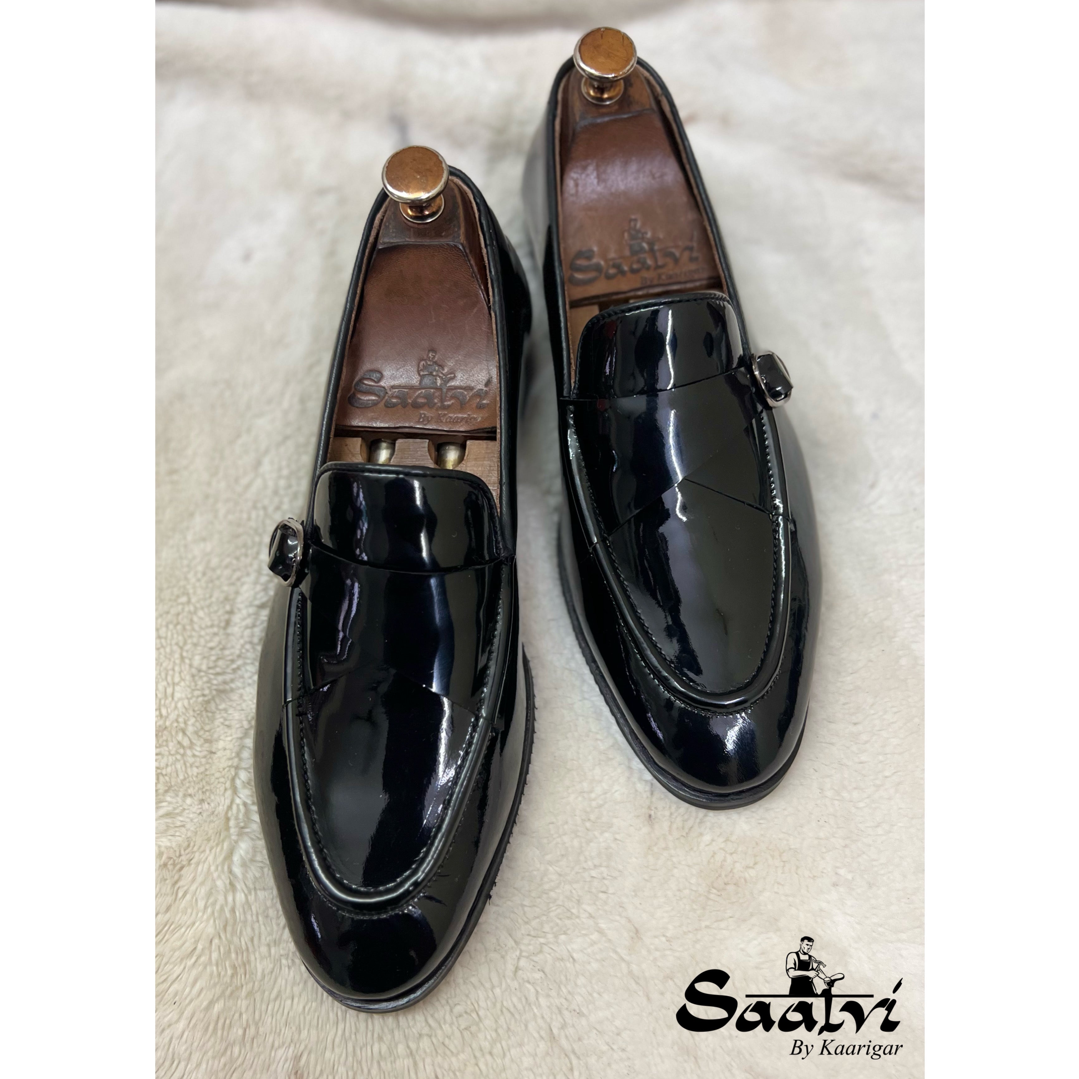 Black Patent Loafers With Strap