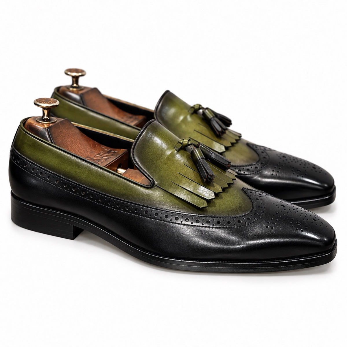 Olive Noir Kiltie Tassel Loafers