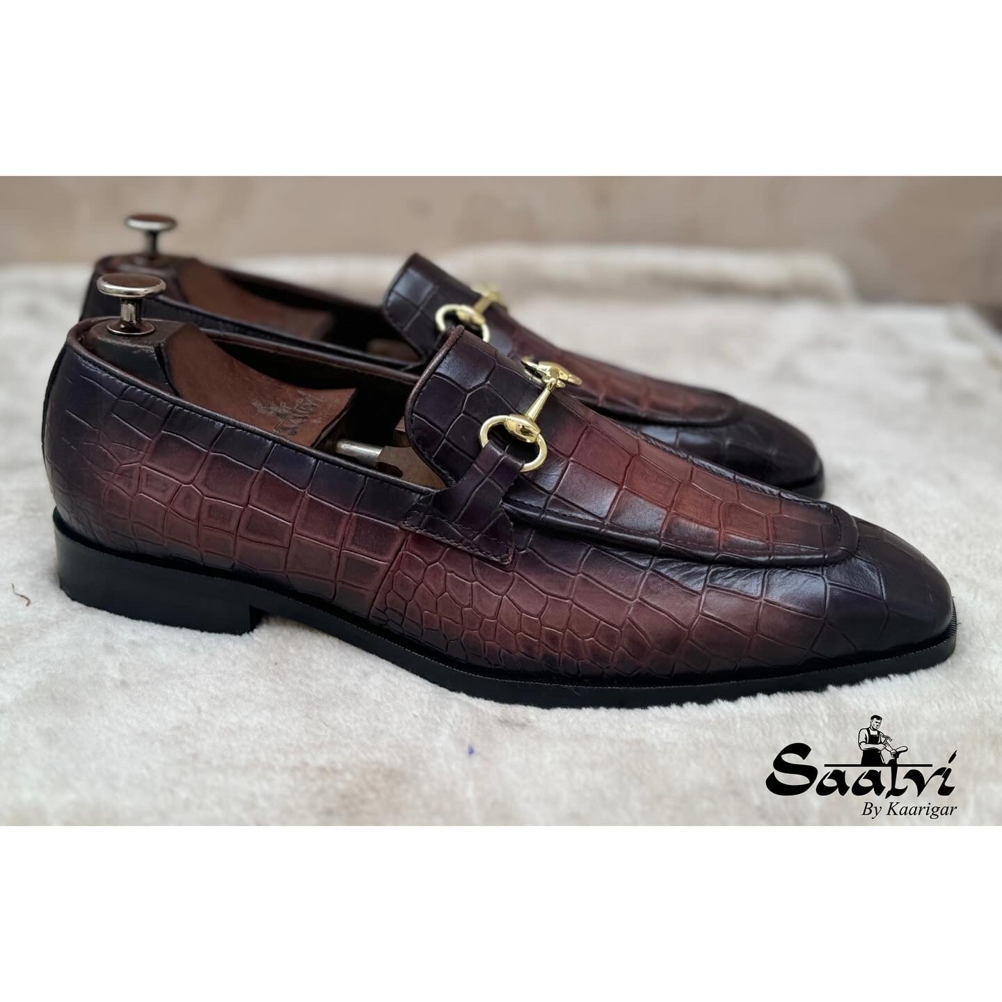 Horsebit Loafers Hand Patina Croco