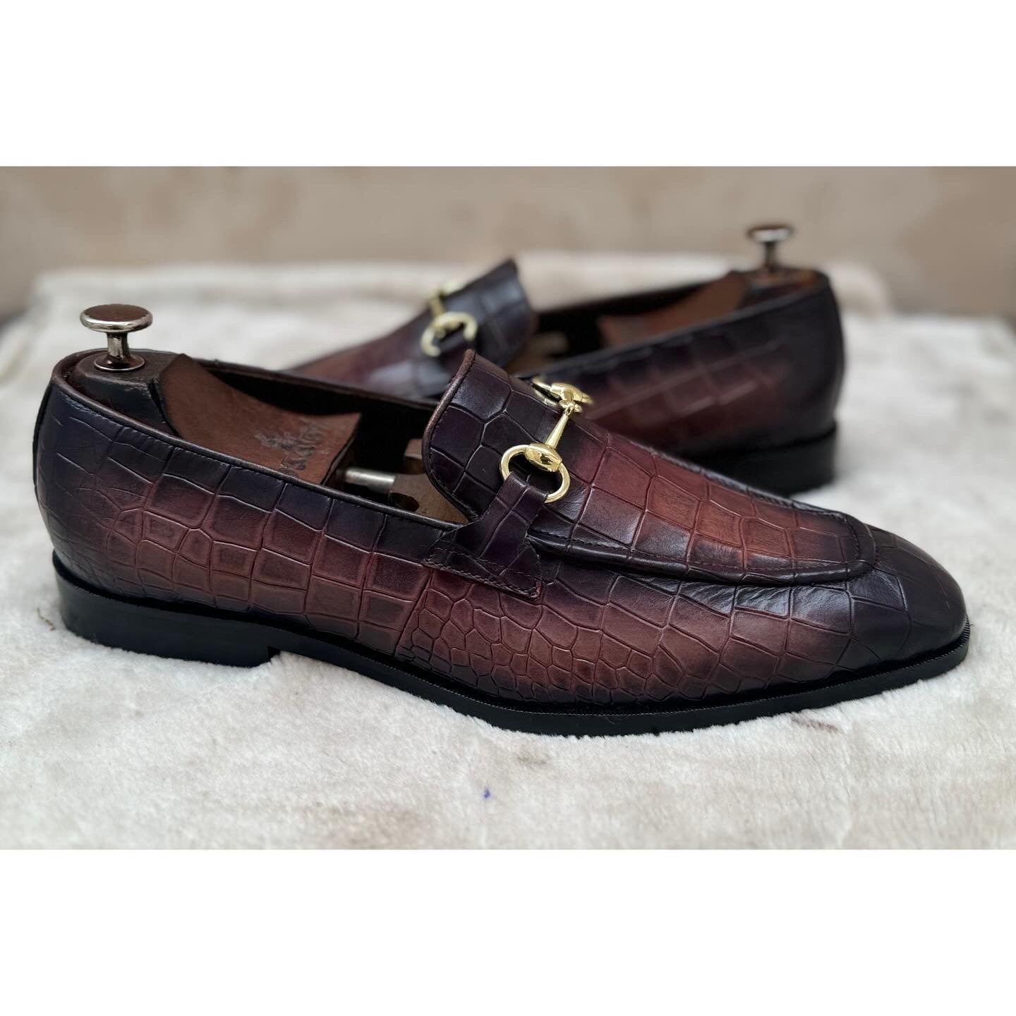 Horsebit Loafers Hand Patina Croco