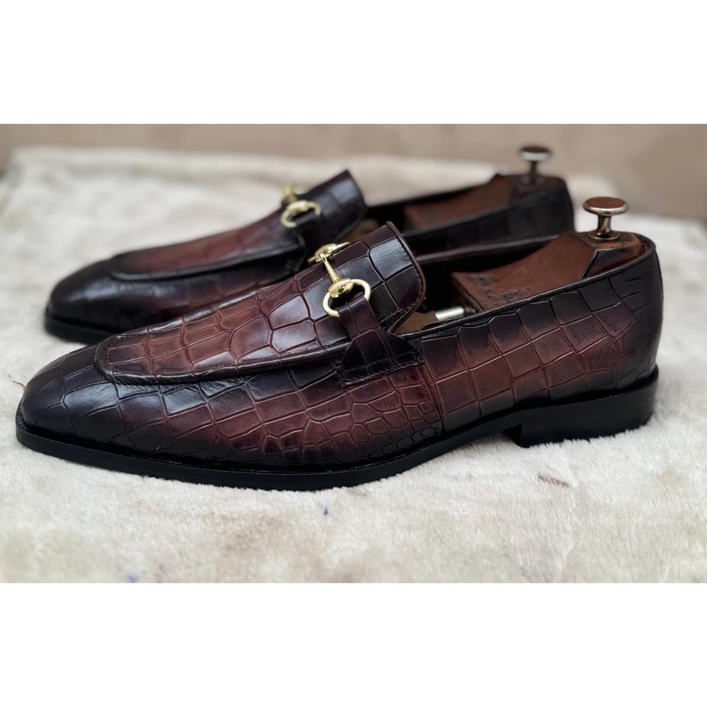 Horsebit Loafers Hand Patina Croco