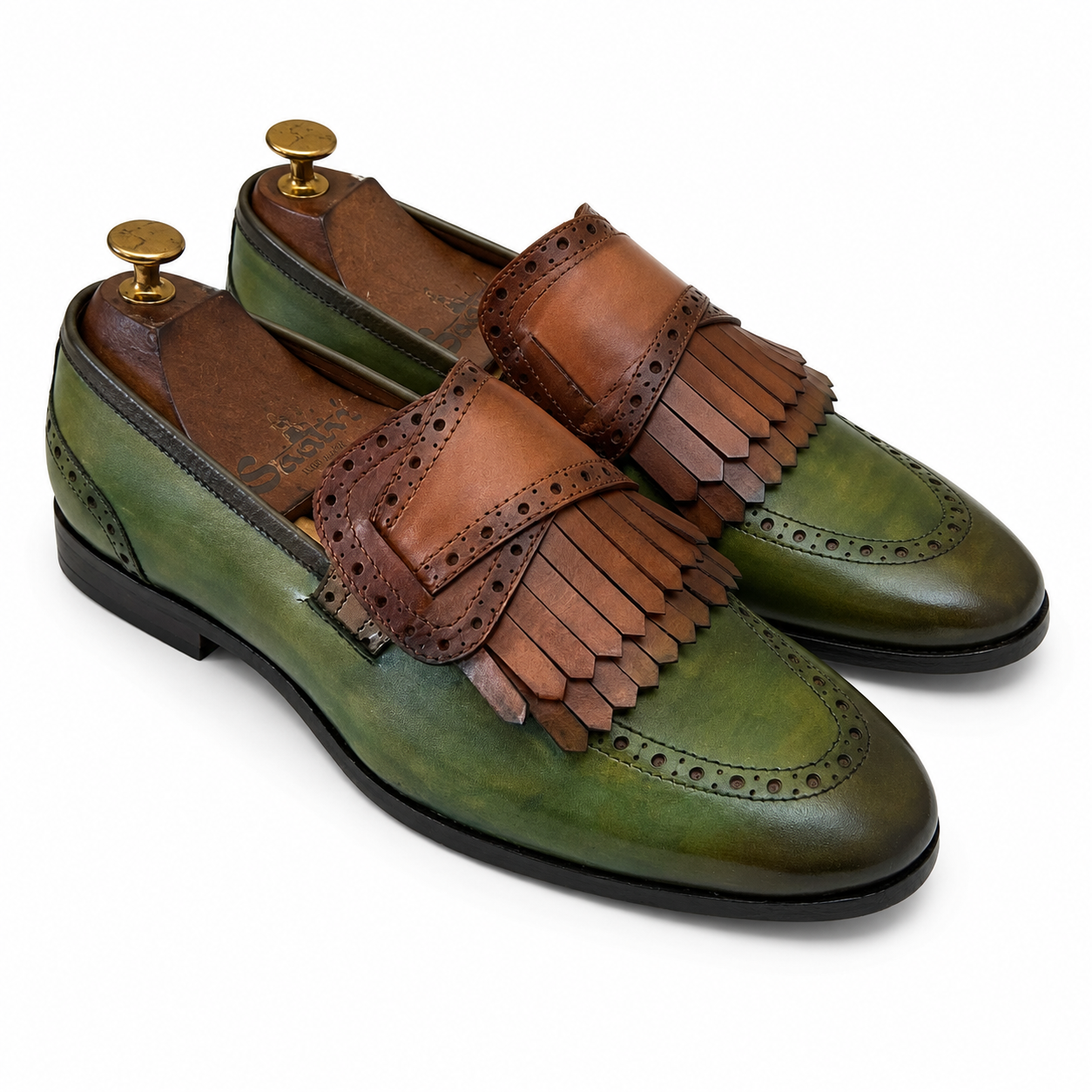 Butterfly Loafers With Fringes Green