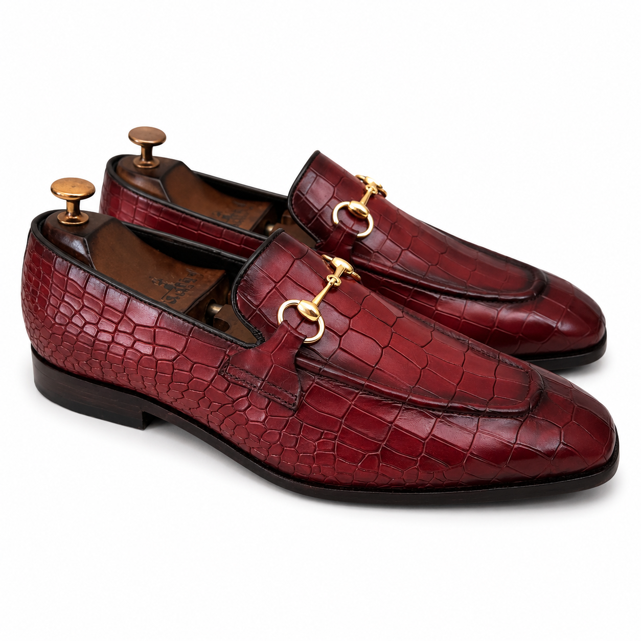 Horsebit Loafers Croco Burgundy
