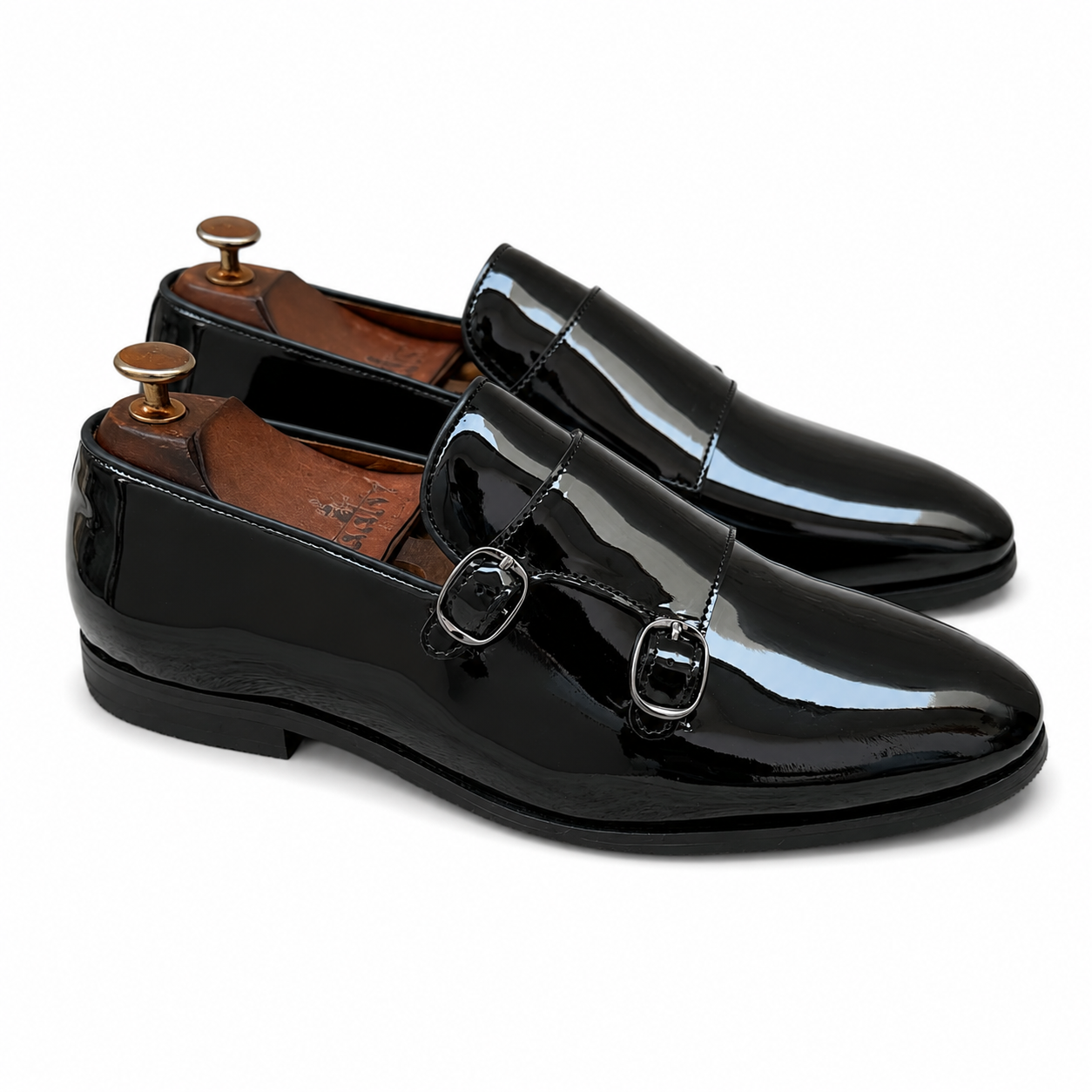 Black Patent Monk Straps
