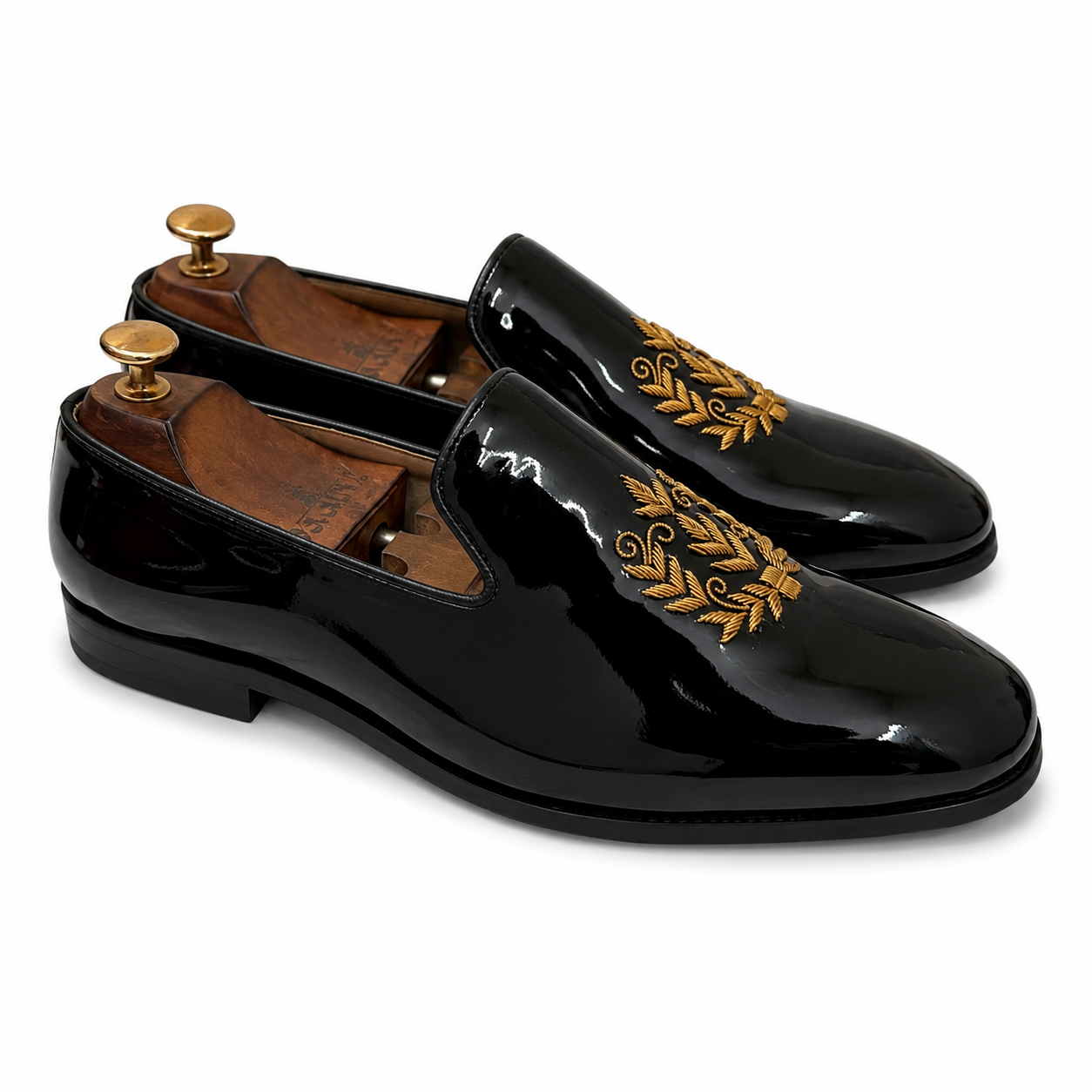 Black Leaf Zardosi Slipon Patent