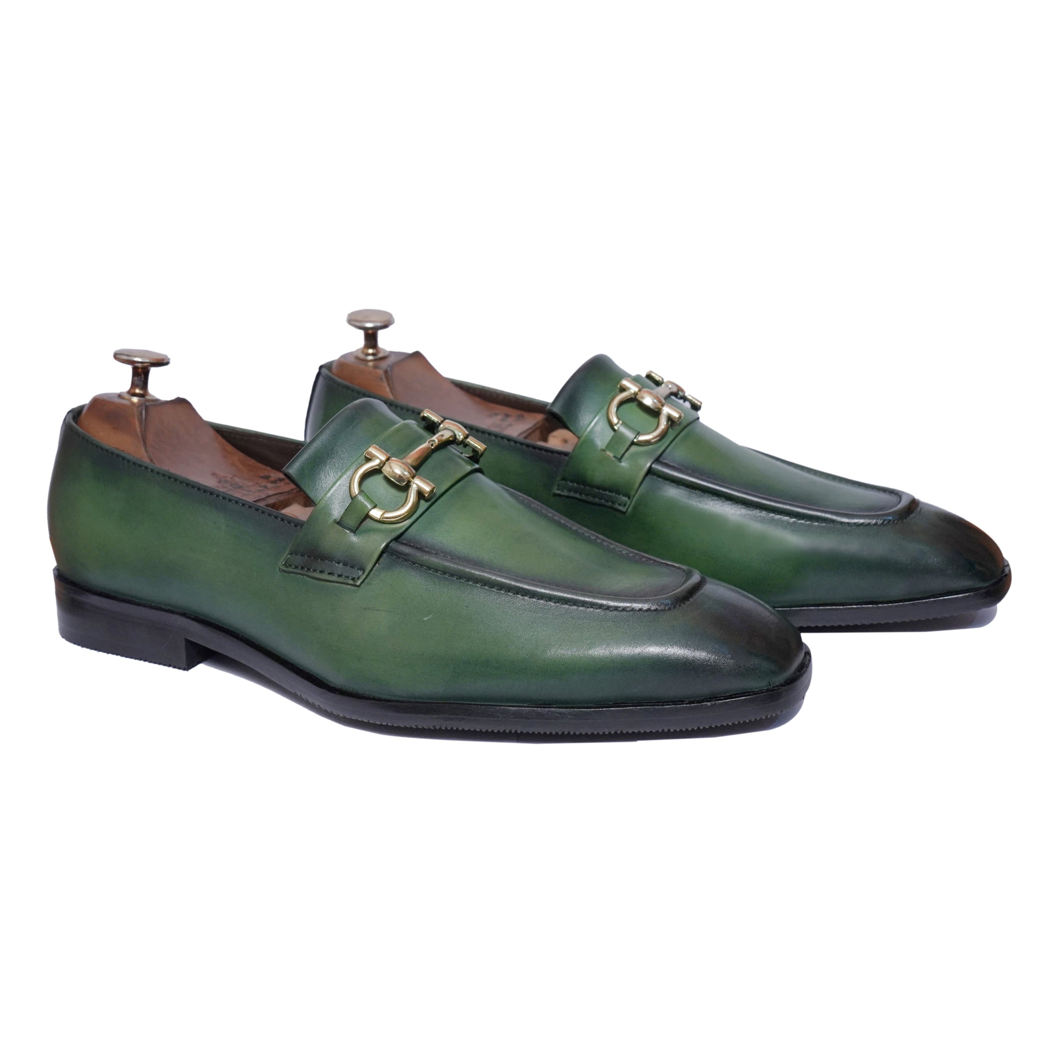 Verde Royale Horsebit Loafers – Emerald Hand Patina