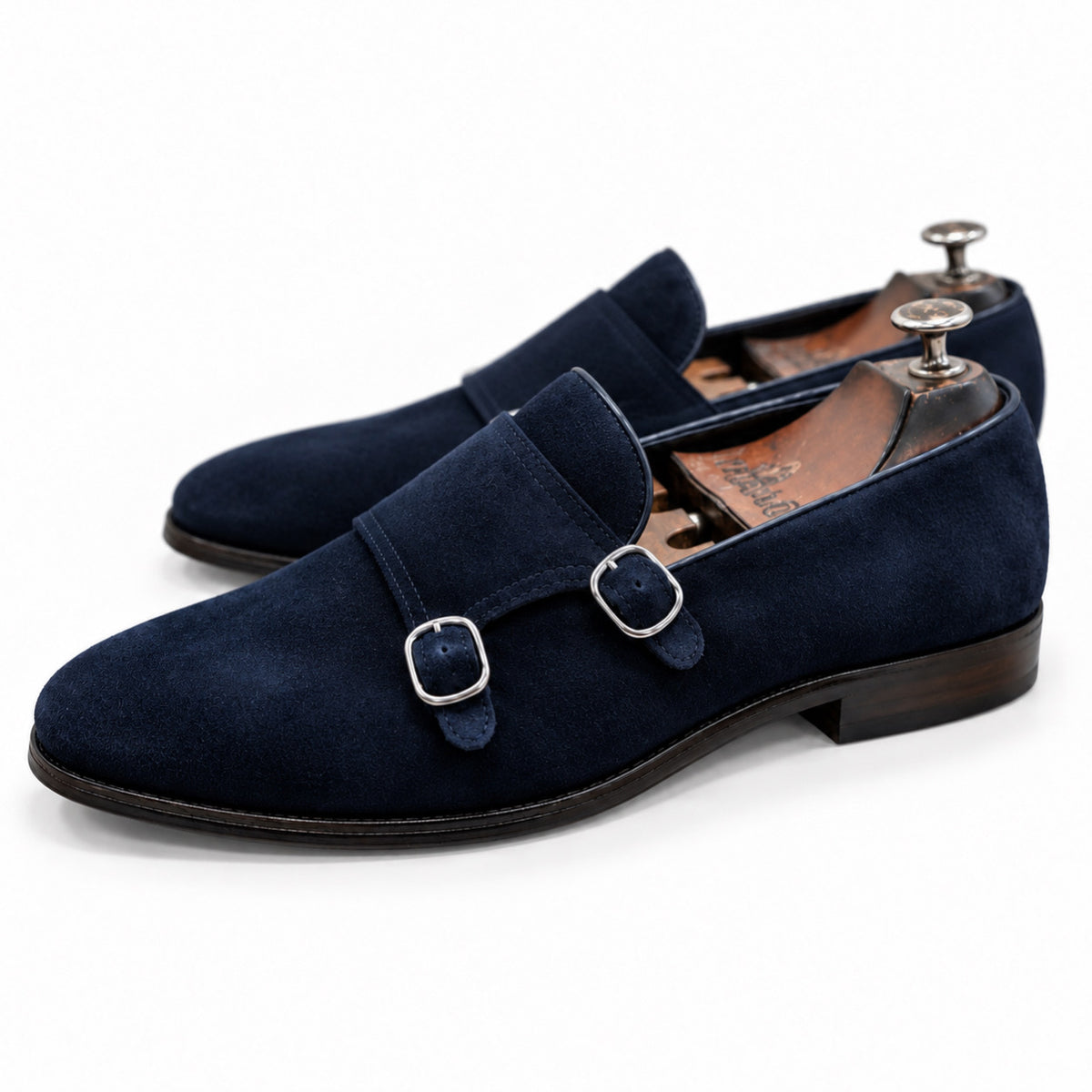 Midnight Navy Double Monk Strap Shoes