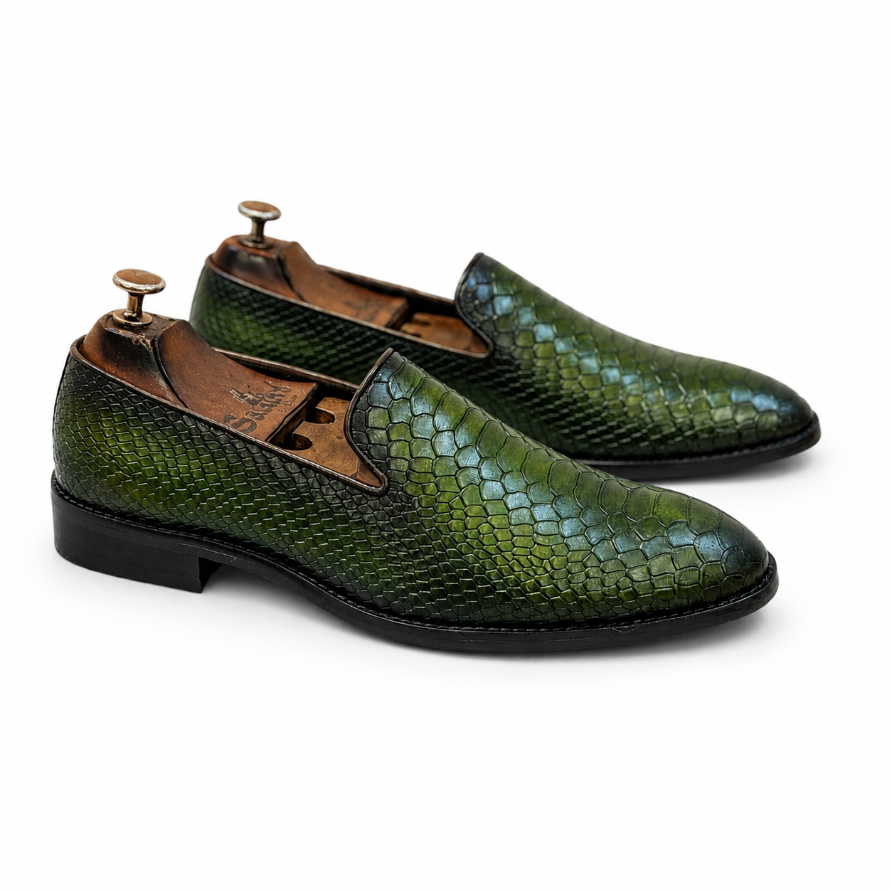 Python Embossed Loafers | Green