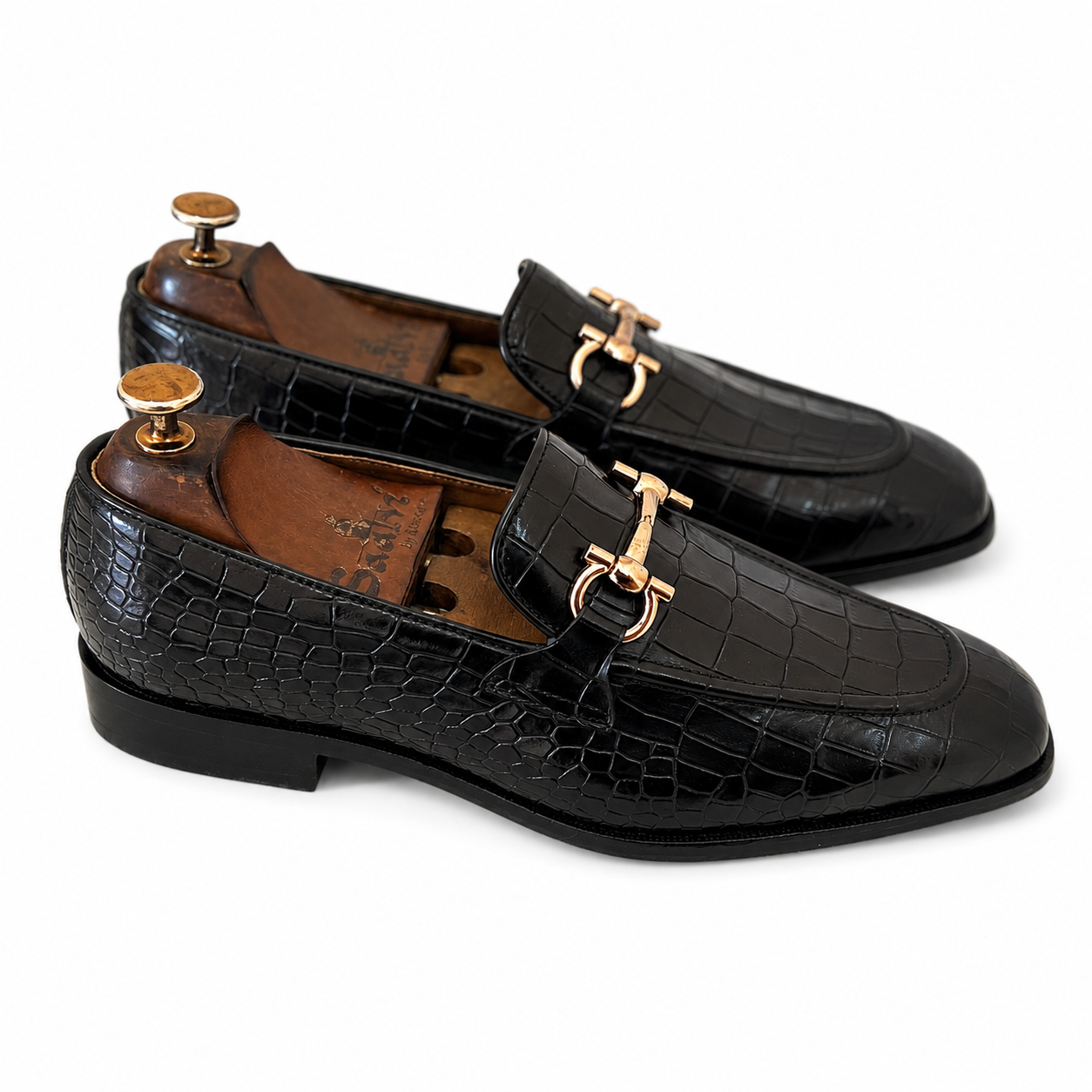 Midnight Croco Horsebit Loafer Black
