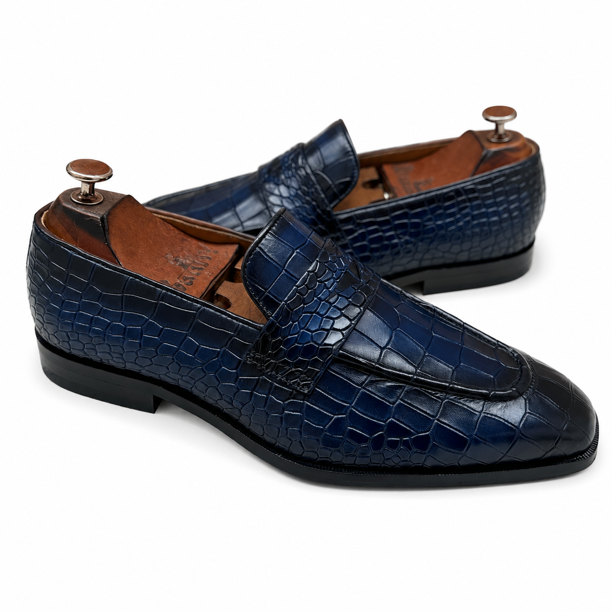 Monarch Azure Croco Penny Loafers
