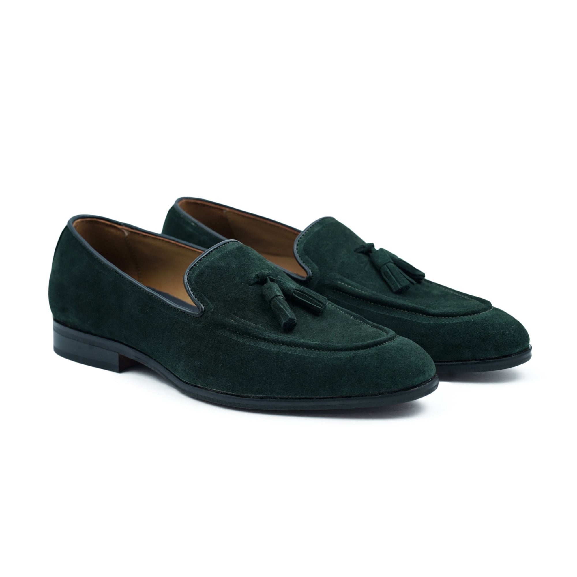 Tassel Loafers Green Suede